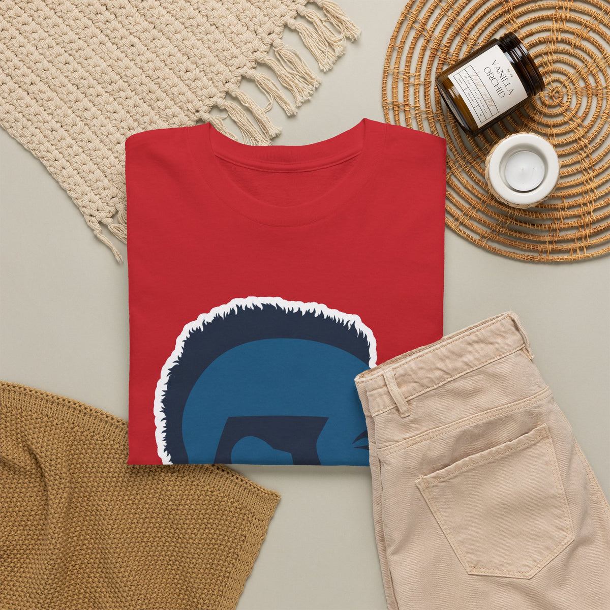 Mr T Profile Silhouette T‑Shirt – Blue Head & Gold Earring Graphic