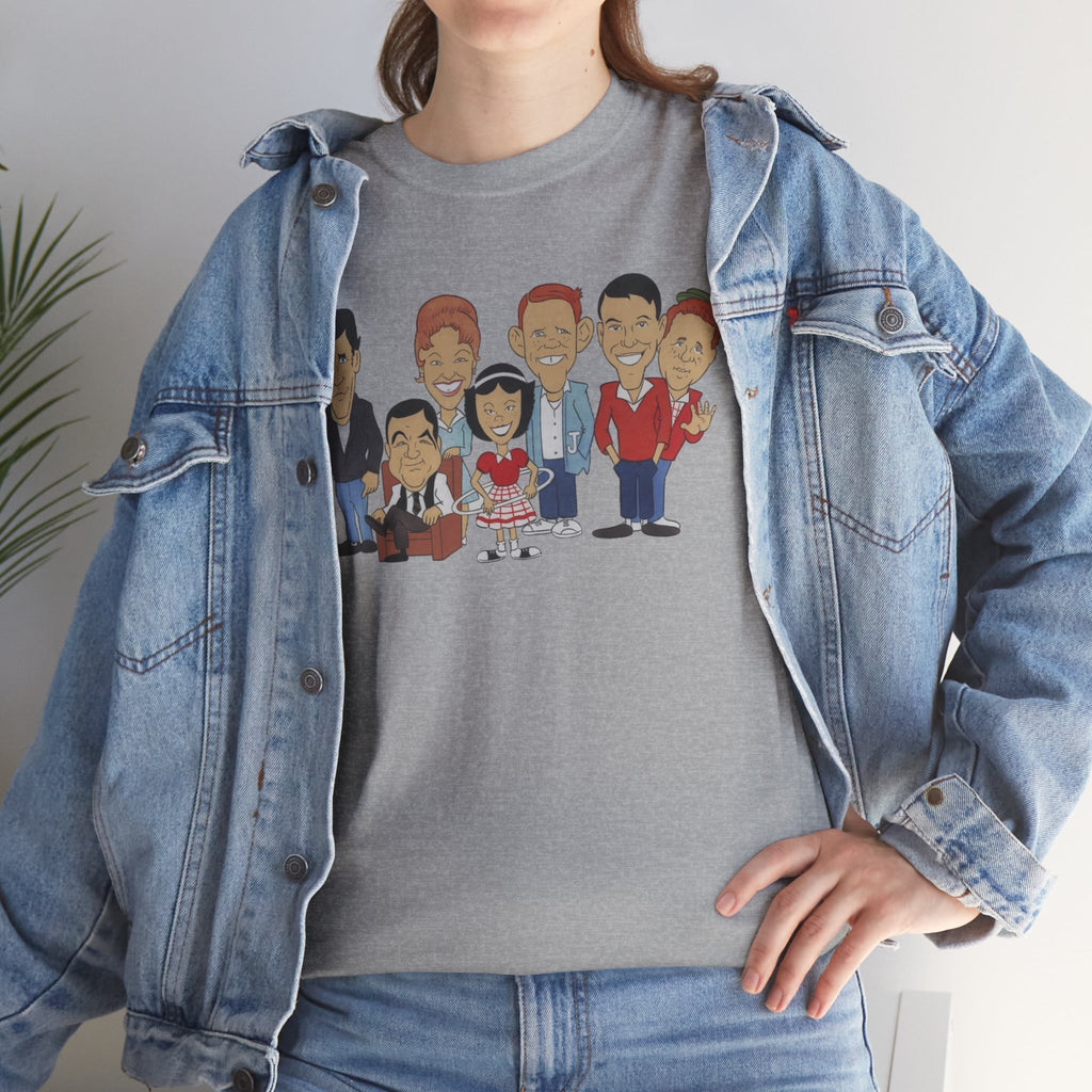 Happy Days Retro TV Cast Cartoon Tee - Vintage Sitcom Character Group Shirt