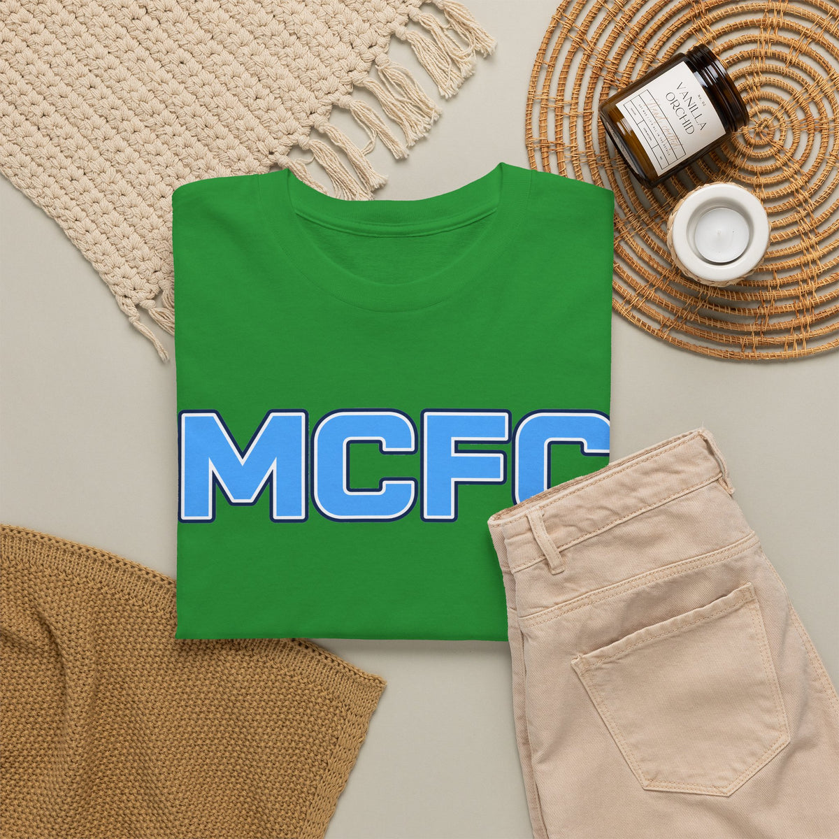 MCFC Logo Cotton T-Shirt — Light Blue Football Fan Tee