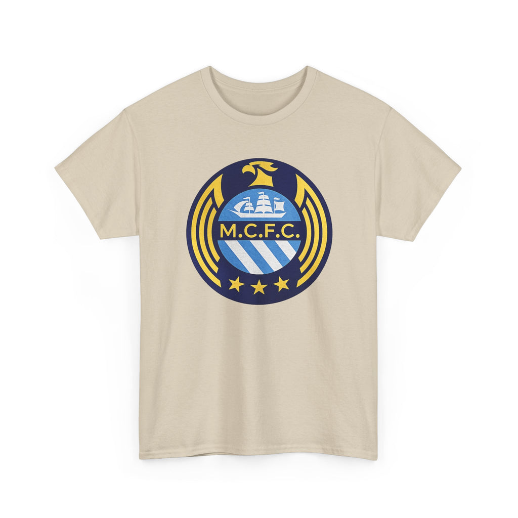 MCFC Crest T-Shirt — Vintage Blue & Gold Soccer Tee