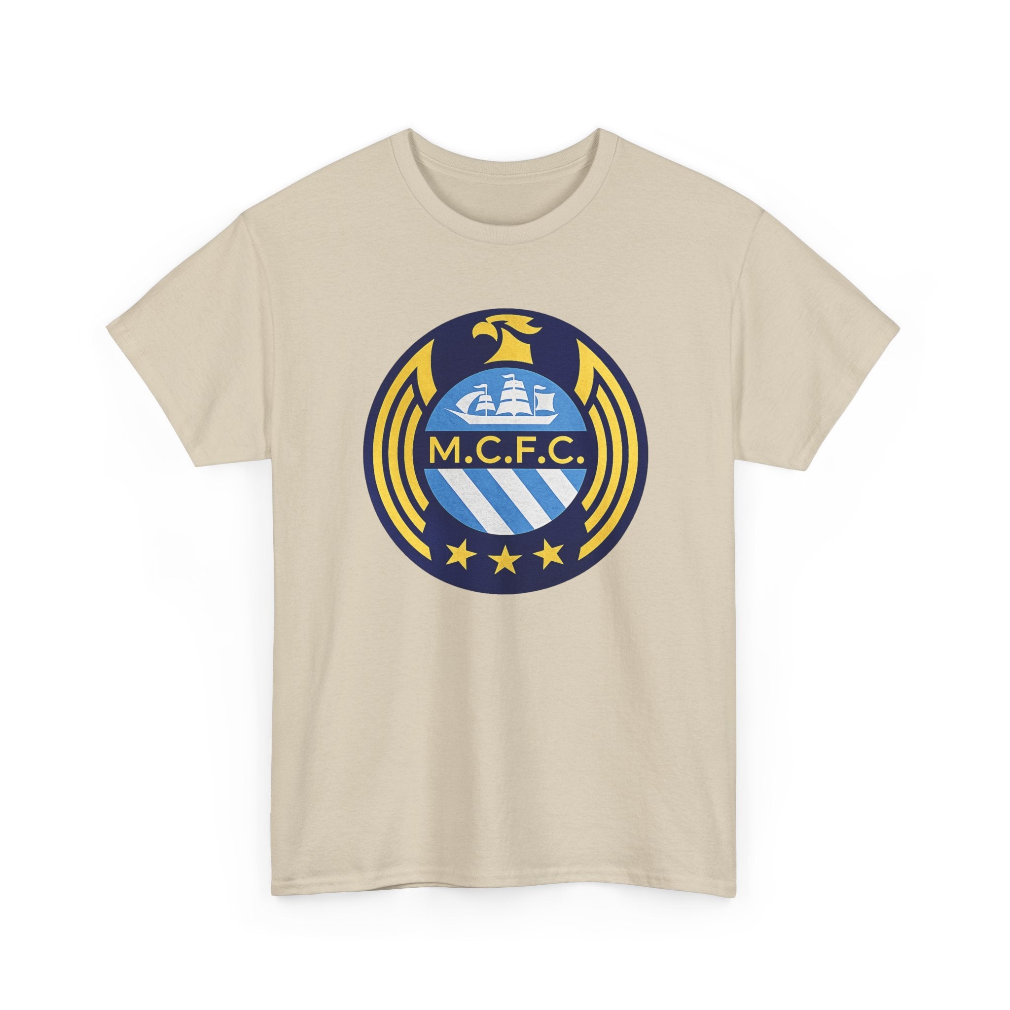 MCFC Crest T-Shirt — Vintage Blue & Gold Soccer Tee