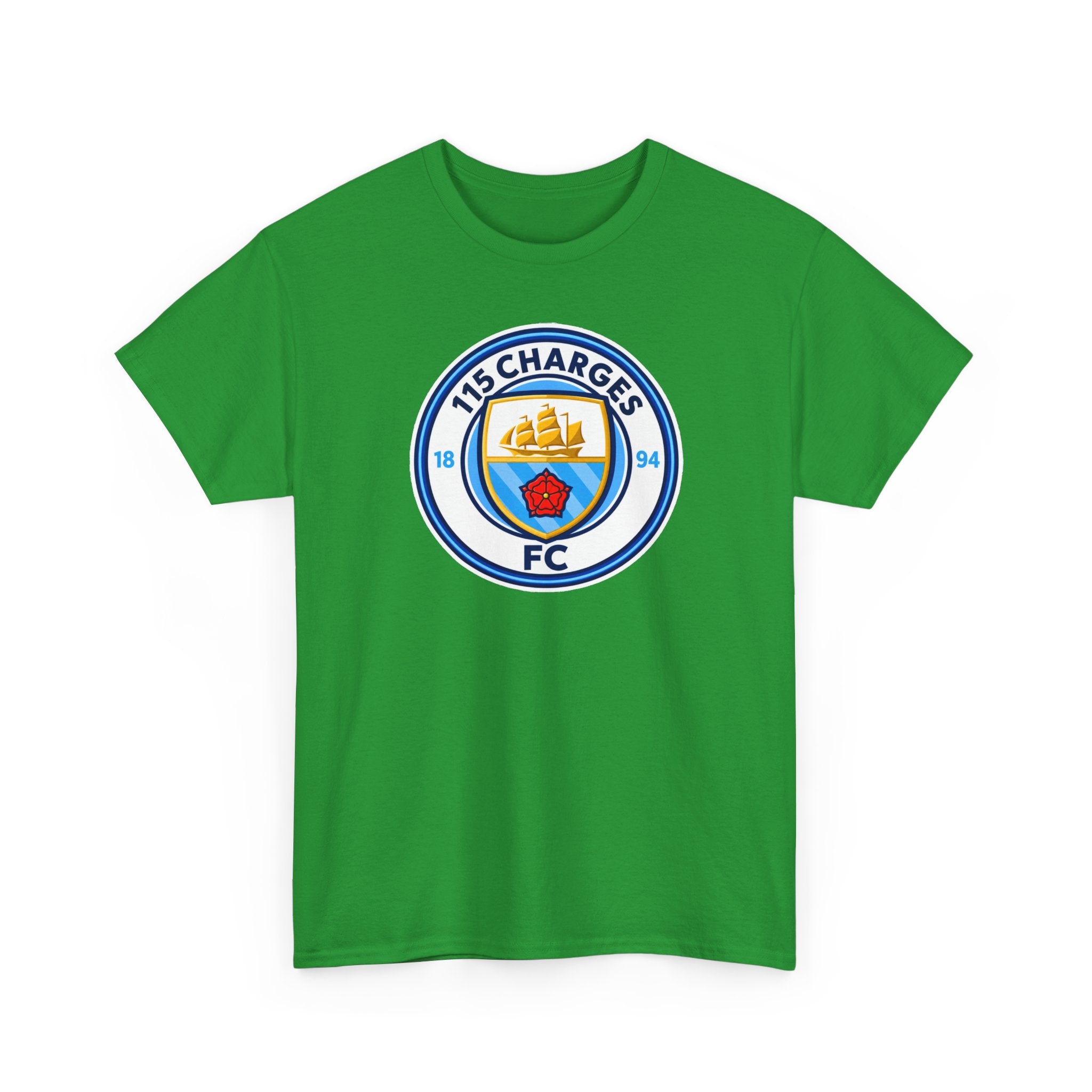 115 Charges FC Crest Cotton Tee — Vintage Blue Club Logo T-Shirt