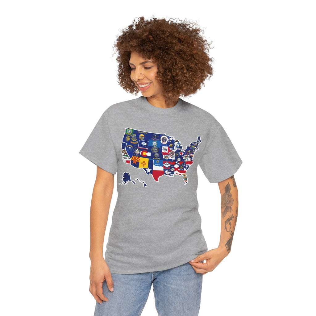USA Map Flag T-Shirt — United States State Flag Map Tee