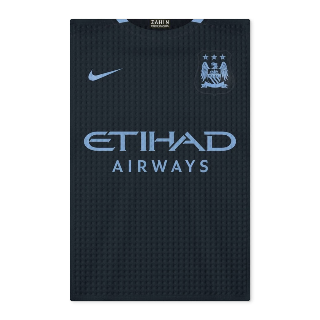Manchester City Football Tea Towel — Waffle Double-Sided Etihad Jersey Design