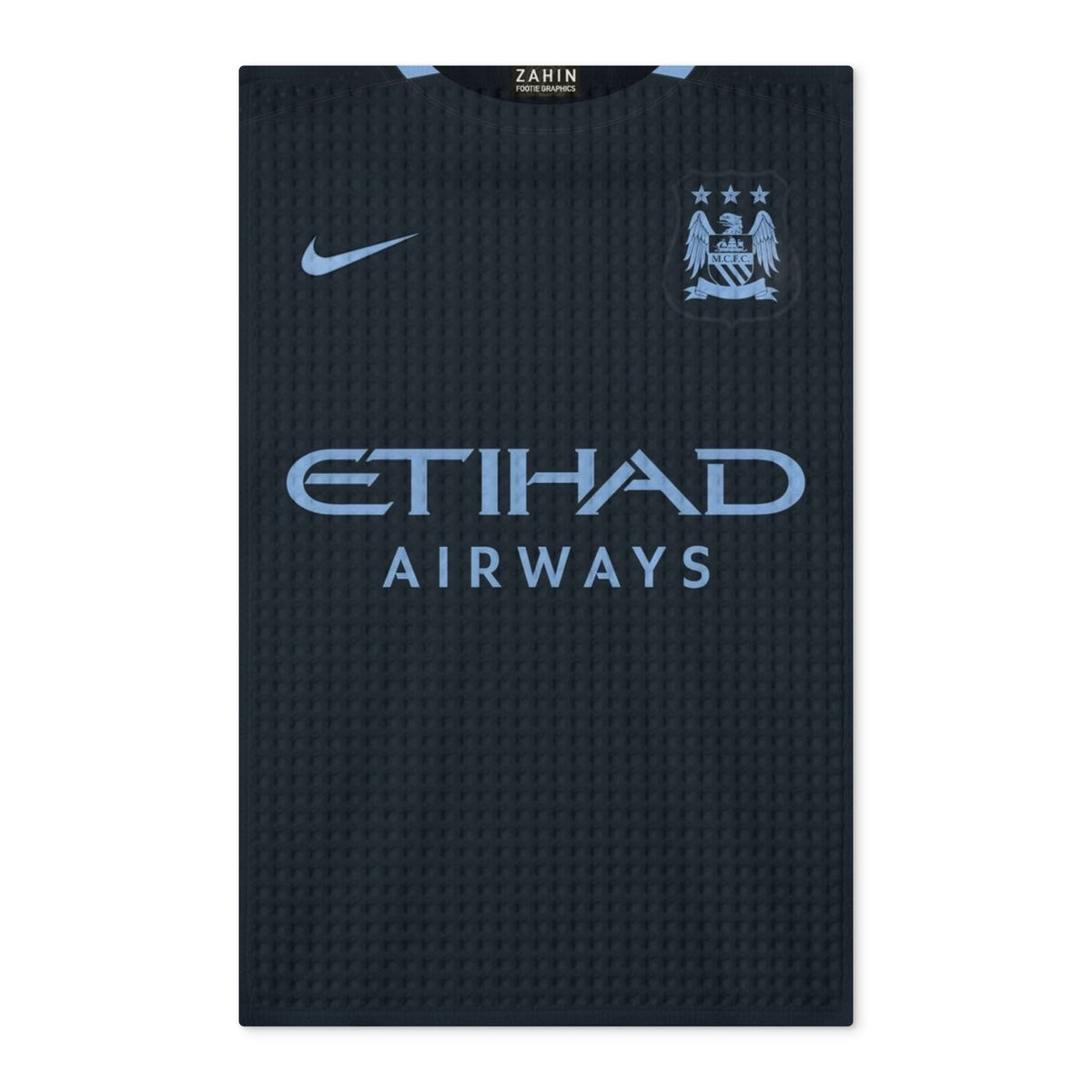 Manchester City Football Tea Towel — Waffle Double-Sided Etihad Jersey Design