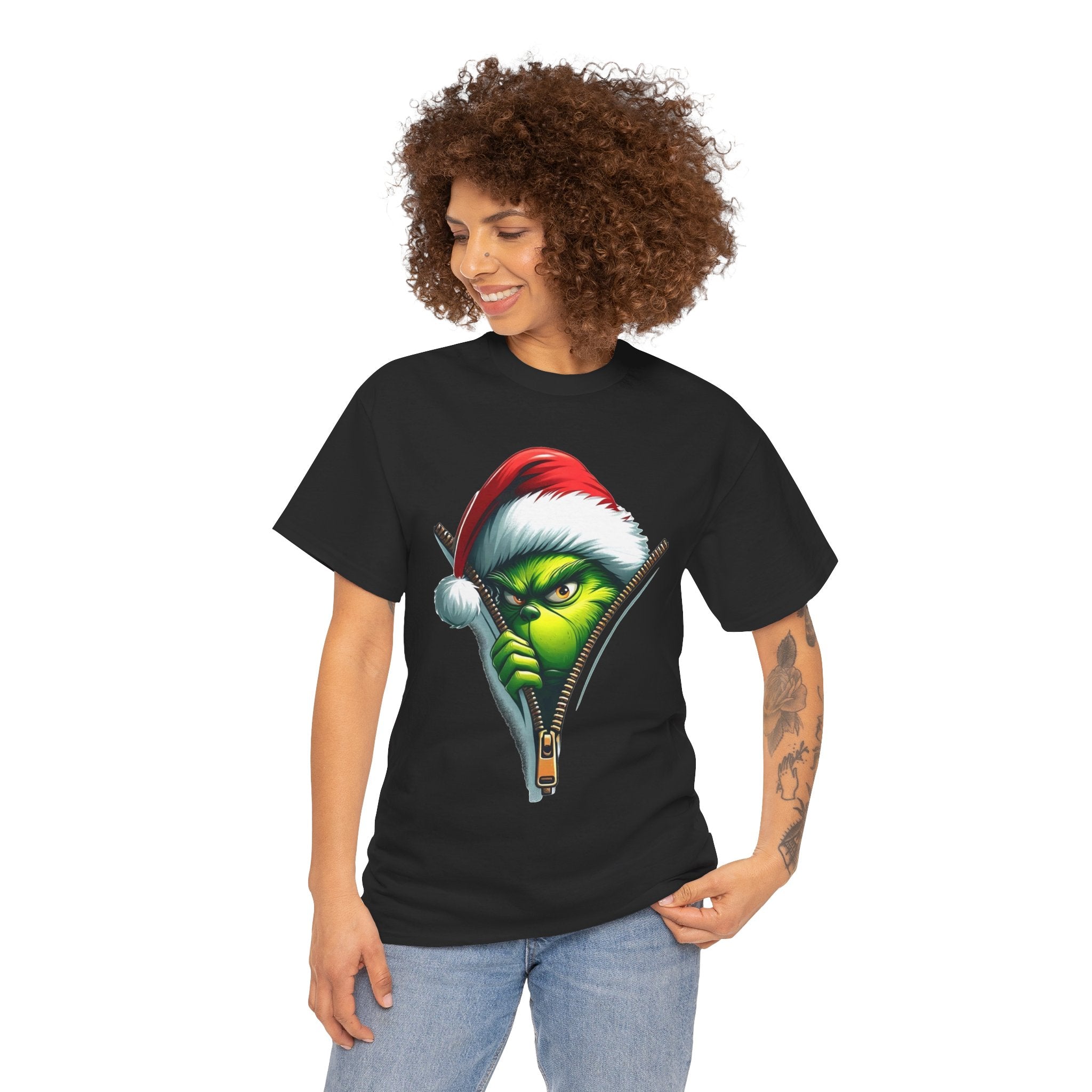 Grinch Santa Tee — Peeking Grinch Christmas T-Shirt