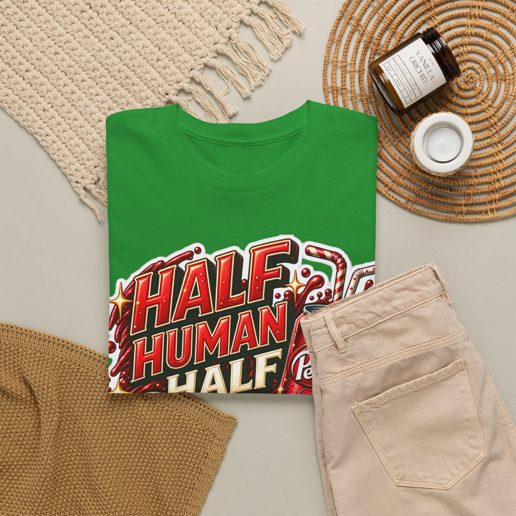 Dr Pepper Cotton T‑Shirt — "Half Human Half Dr Pepper" Retro Soda Graphic Tee