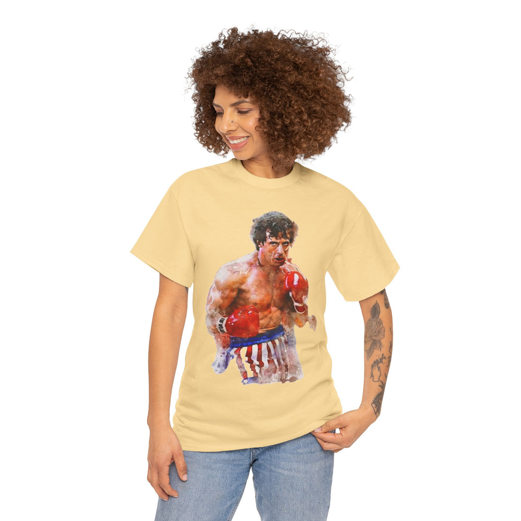 Boxer Rocky Painting T‑Shirt — Vintage American Flag Boxing Tee