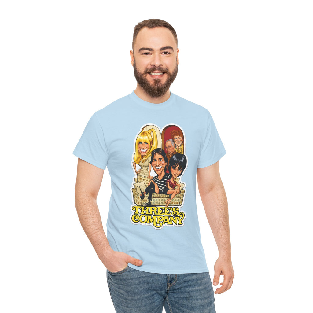 Three's Company Retro TV Tee — Vintage Sitcom Caricature T-Shirt