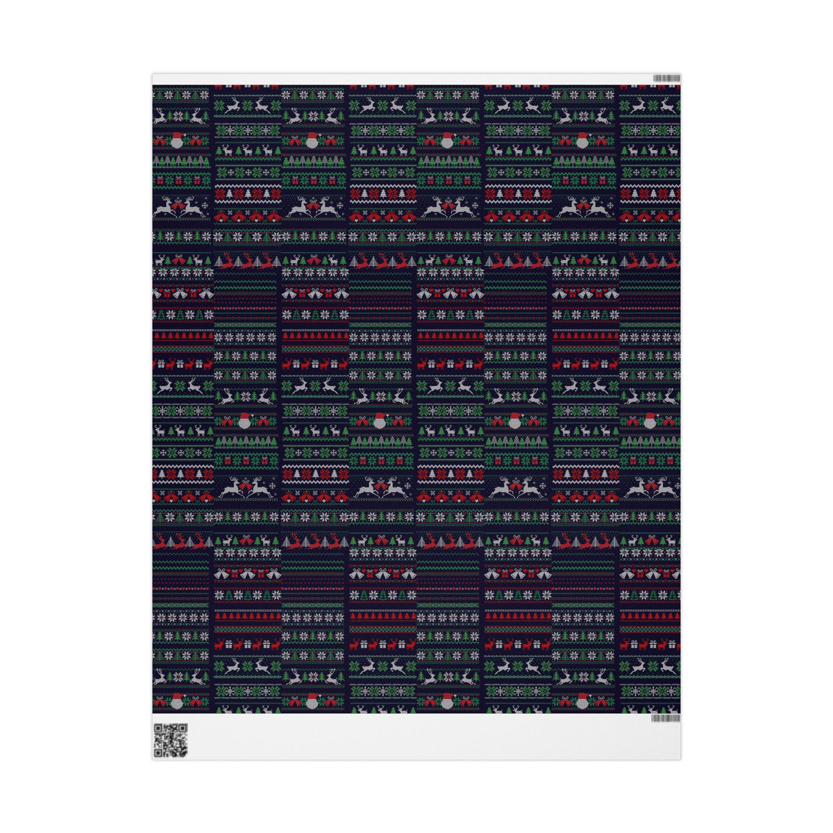 Wrapping Paper - Dark Holiday Fair Isle Reindeer & Snowflake Gift Wrap