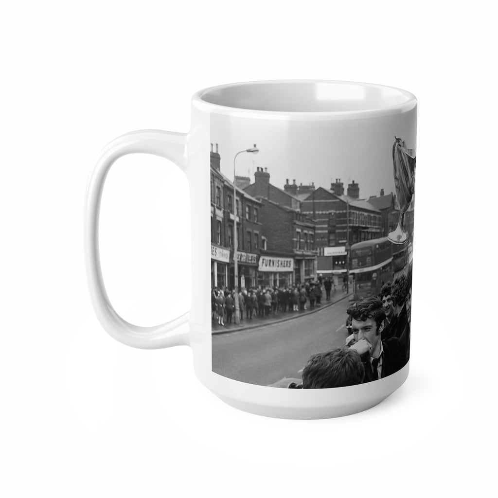 Joe Mercer Manchester City Victory Photo Mug – Black & White Retro Football Celebration Coffee Cup (11oz/15oz)