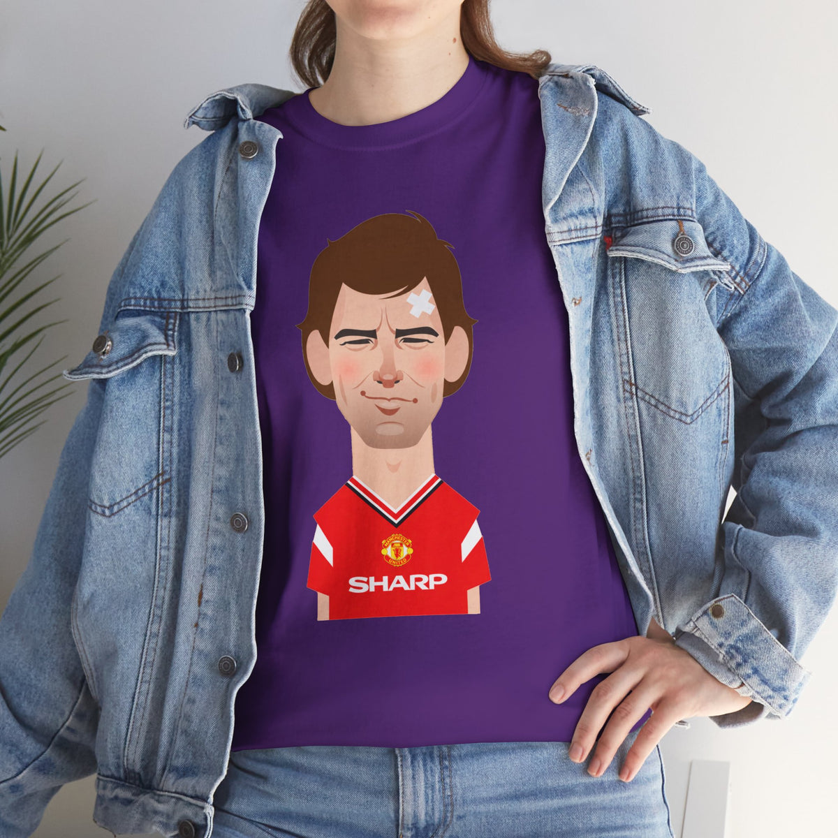 Bryan Robson Manchester United Legend Portrait Cotton T-Shirt