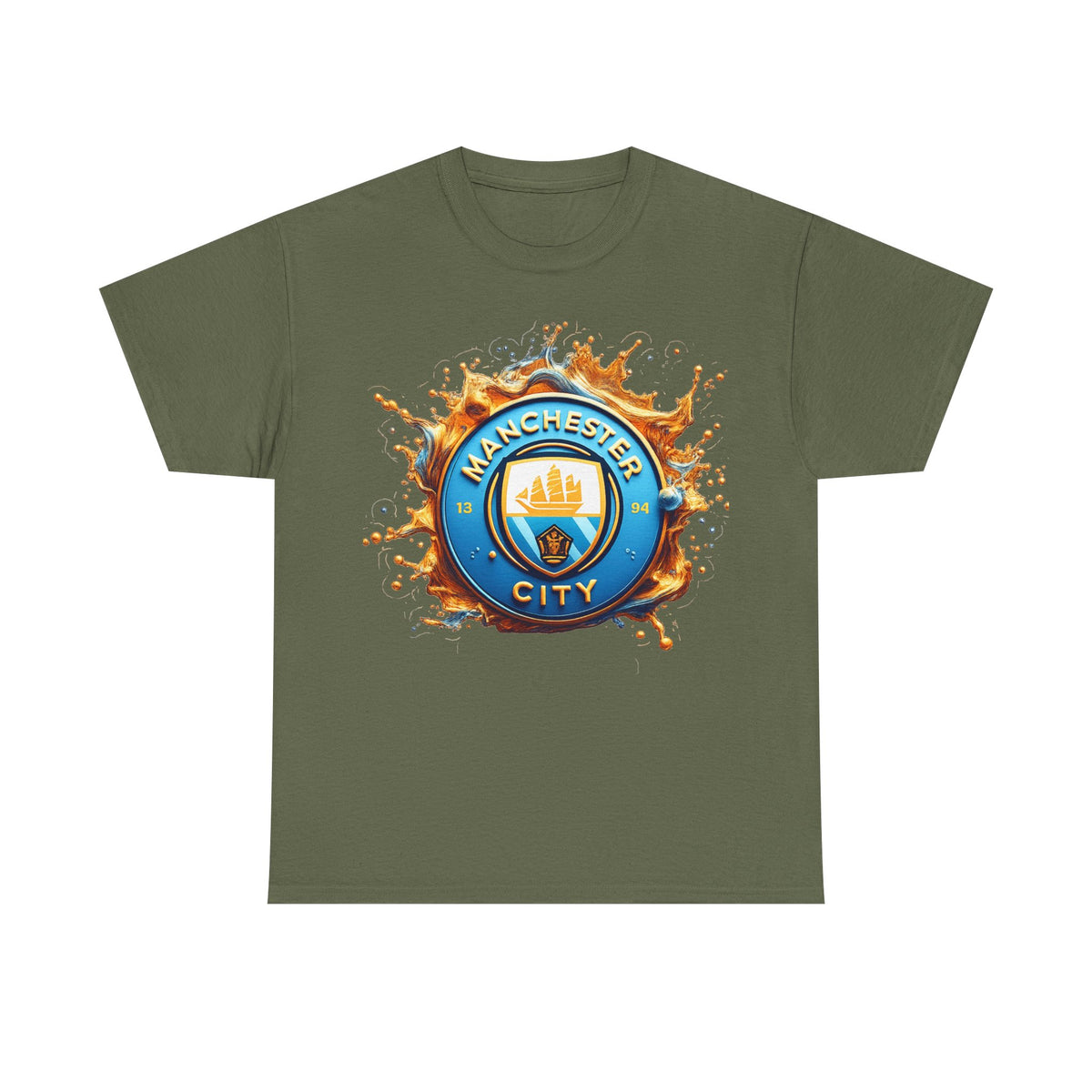 Manchester City Inspired Splash Logo Cotton T-Shirt
