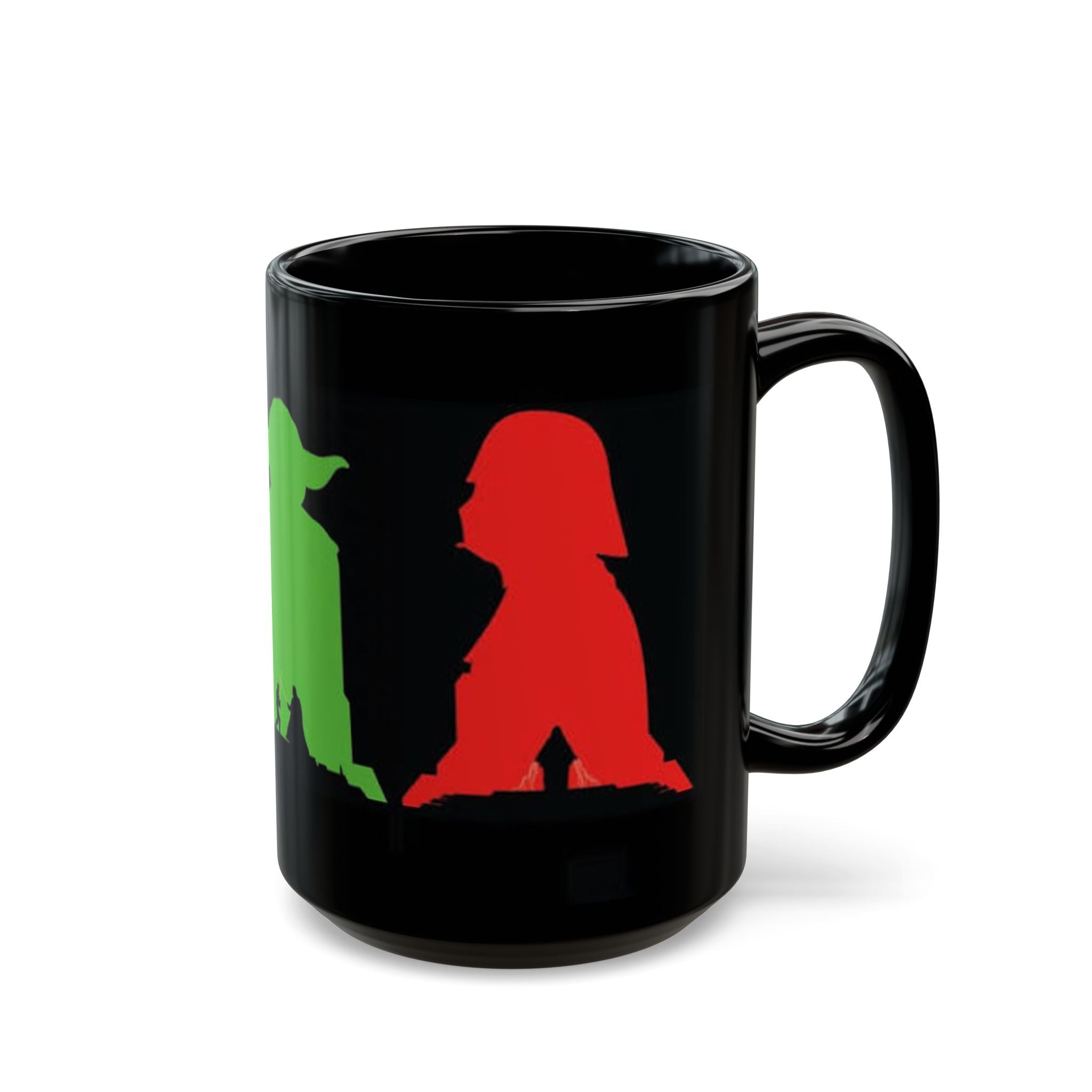 Star Wars Silhouette Mug — Yoda, Vader & Luke Color Portrait Coffee Cup (11oz/15oz)