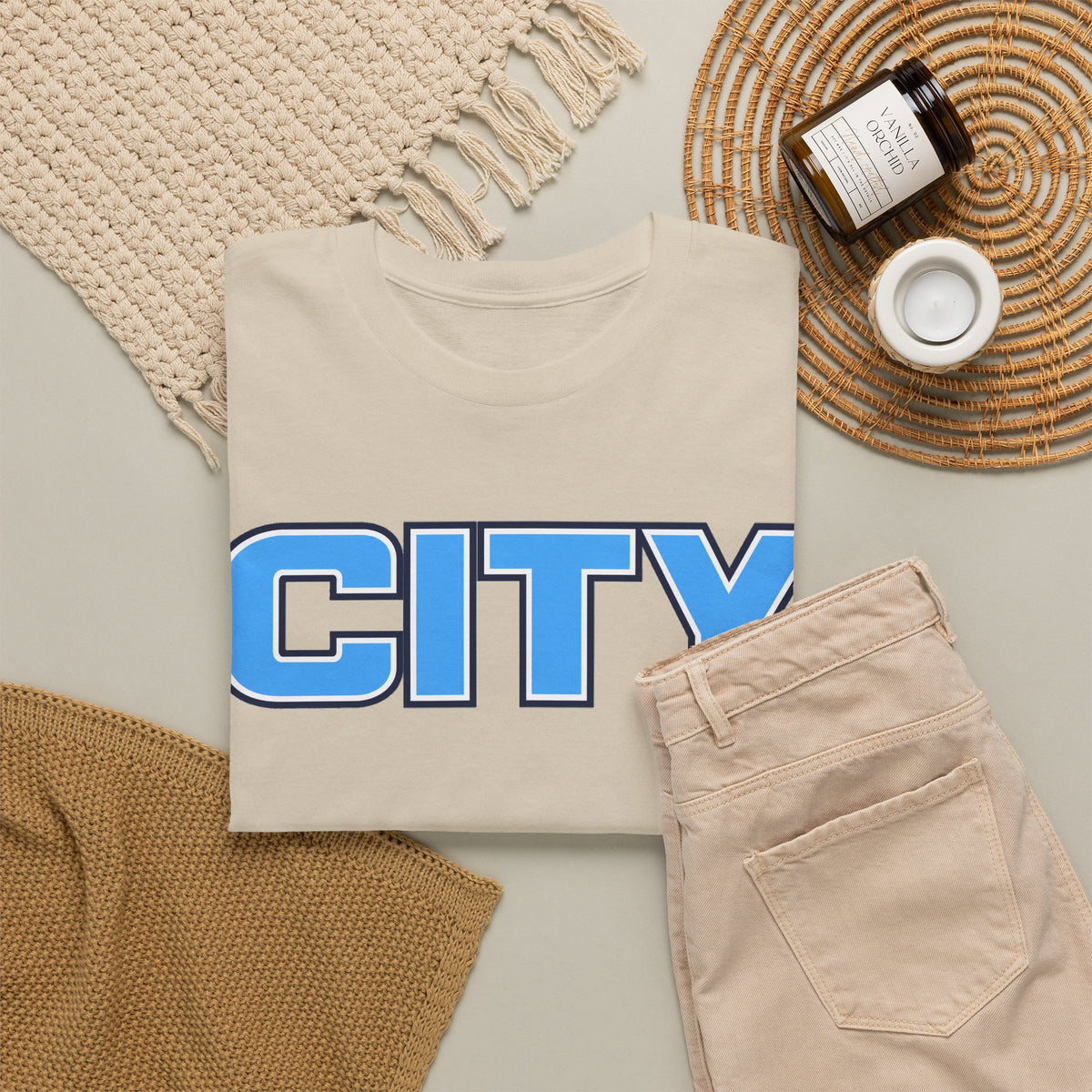 CITY Graphic Tee — Retro Man City Inspired Blue Block Letter T-Shirt