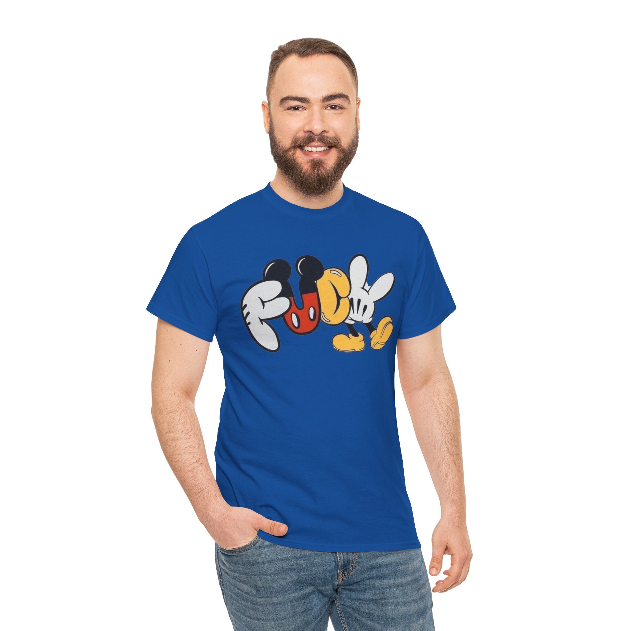 F**K Disney Graphic Tee — Playful Cartoon Hands & Shoes Design