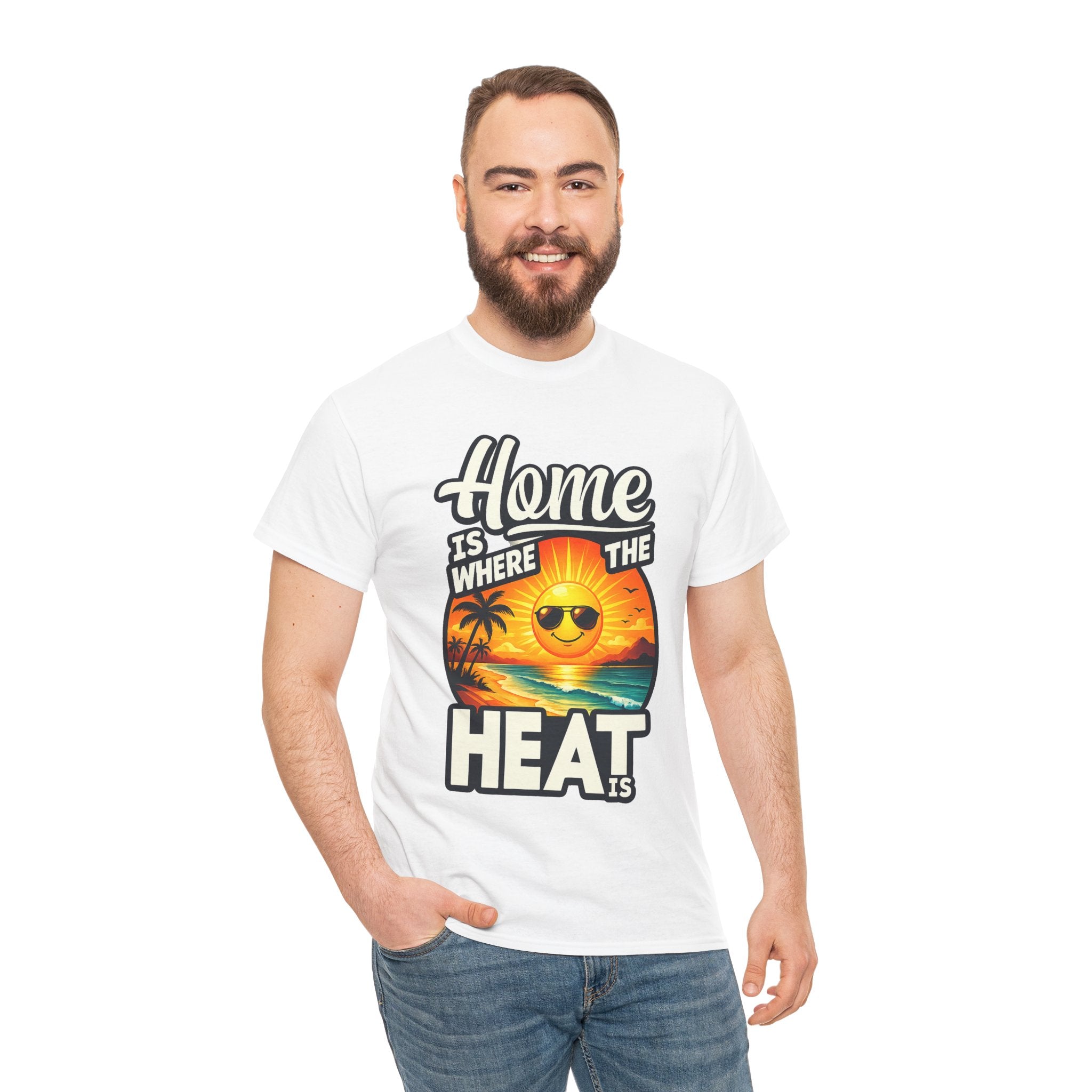 Home Is Where The Heat Is T-Shirt — Retro Beach Sunset Tee