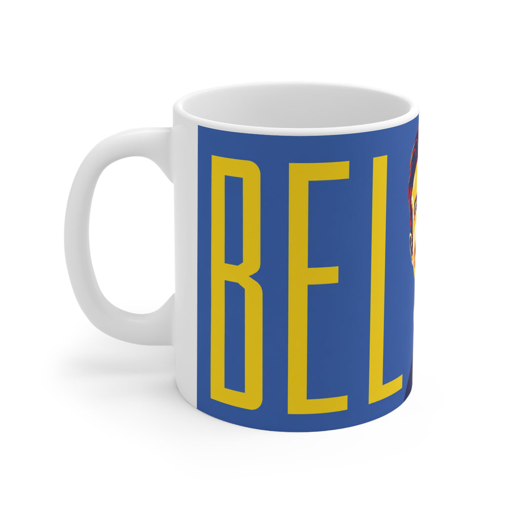 Ted Lasso Inspired Unofficial Believe Pop-Art Ceramic Coffee Mug — Inspirational Retro Portrait, 11oz & 15oz