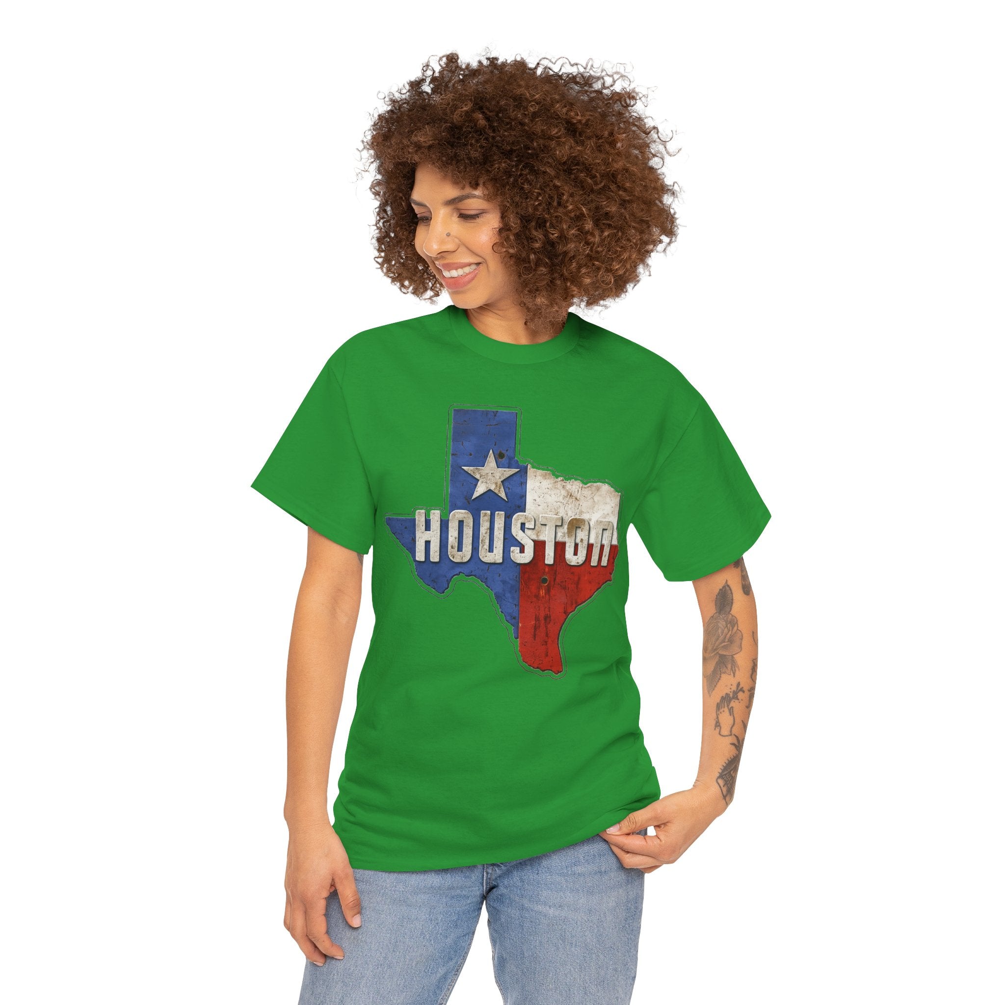 Houston Texas Flag Graphic Tee — Vintage State Outline T-Shirt