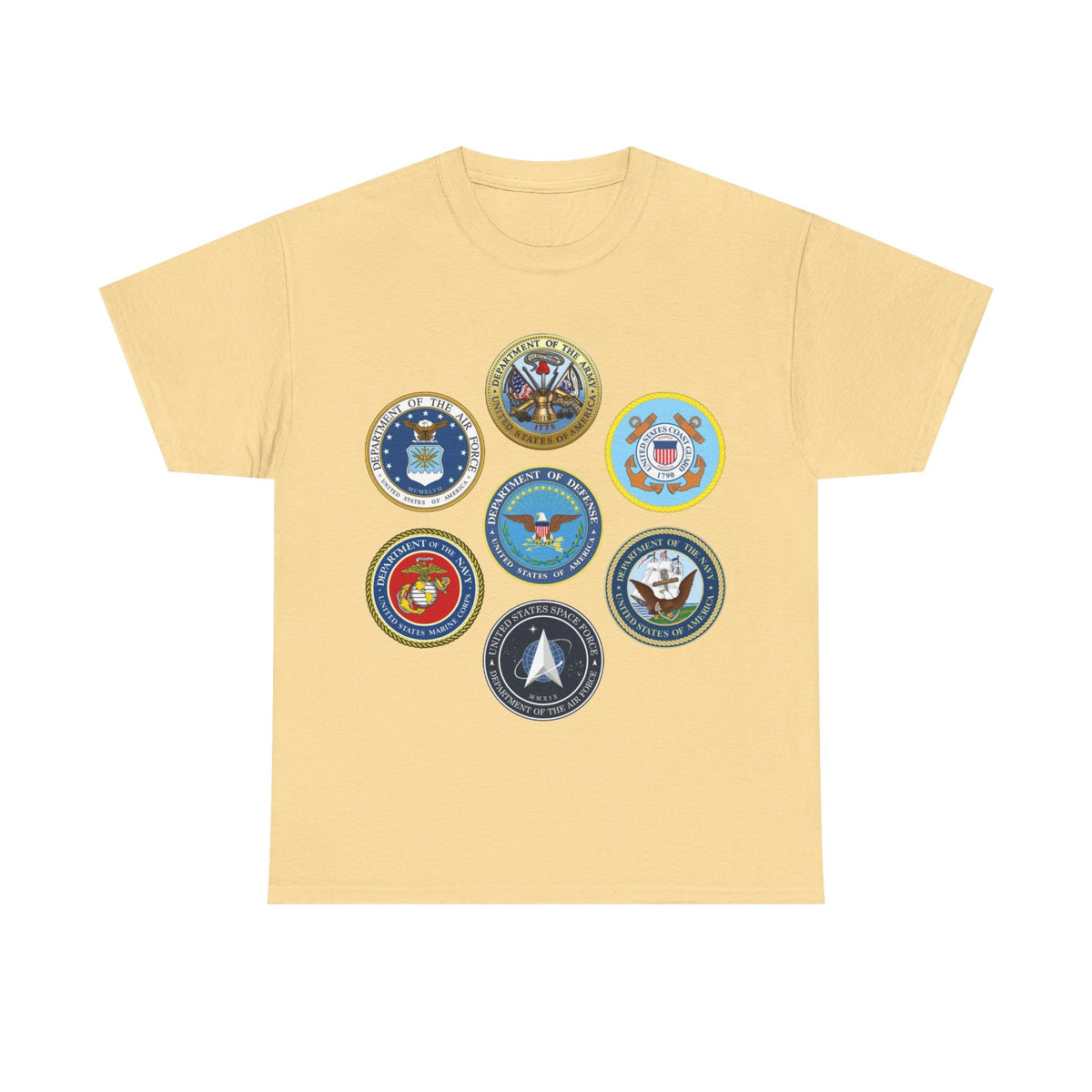 Military Branch Seals T-Shirt — Vintage US Armed Forces Emblems Tee
