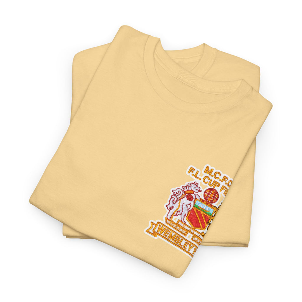 Manchester City 1976 League Cup Final Crest Cotton T‑Shirt — Vintage Football Fan Tee