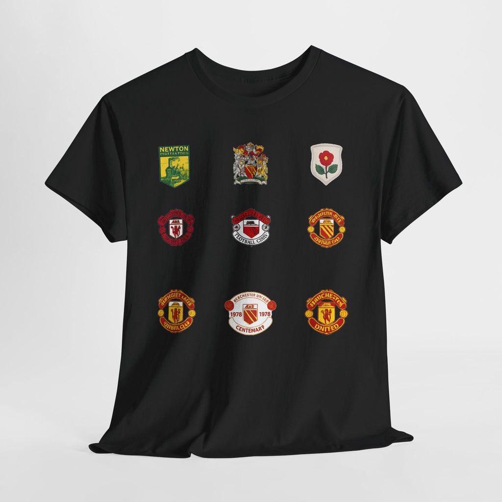 Manchester United T-Shirt — Vintage Football Club Badge Collage Tee