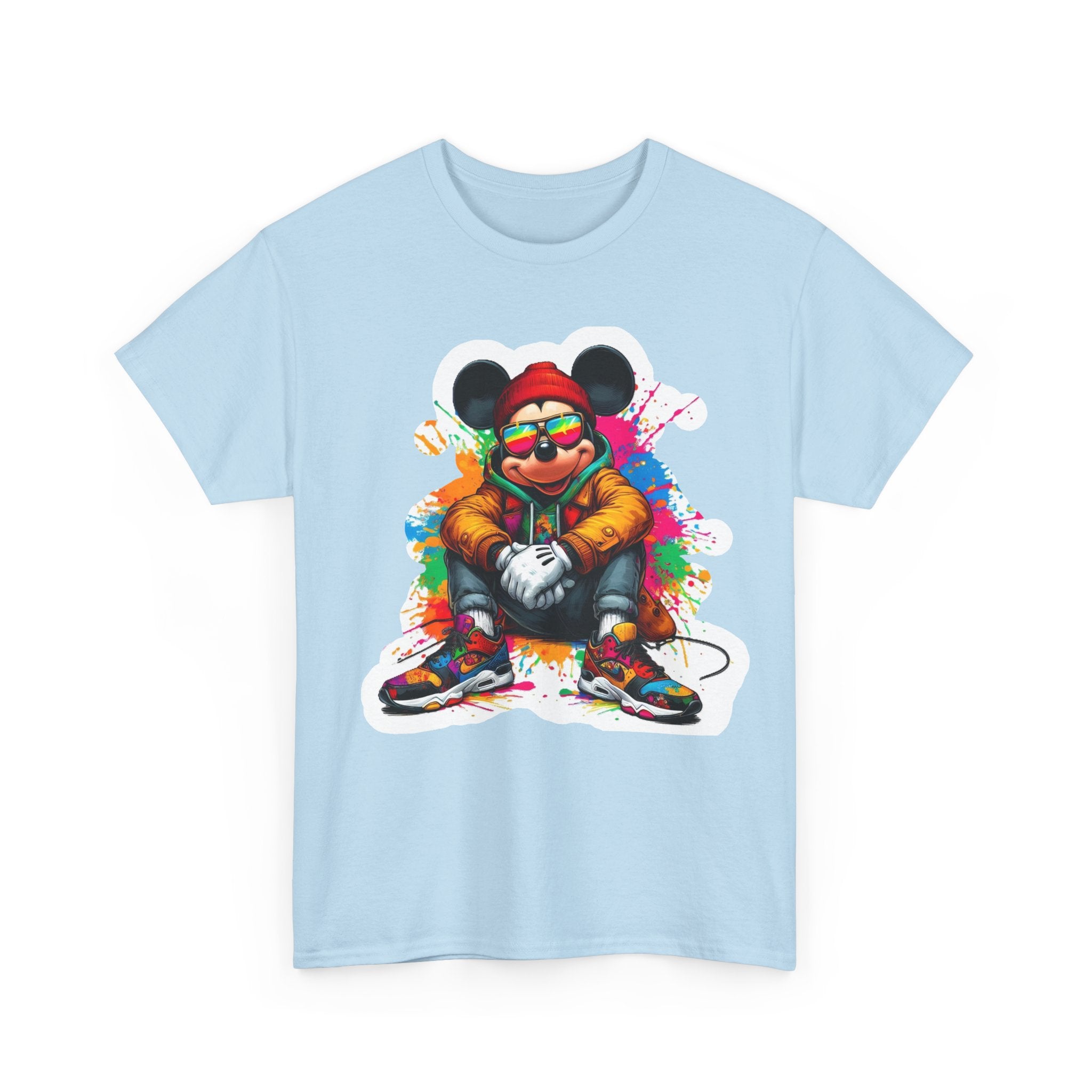 Streetwear Mouse Graphic Tee — Colorful Urban Hip-Hop Cartoon Shirt
