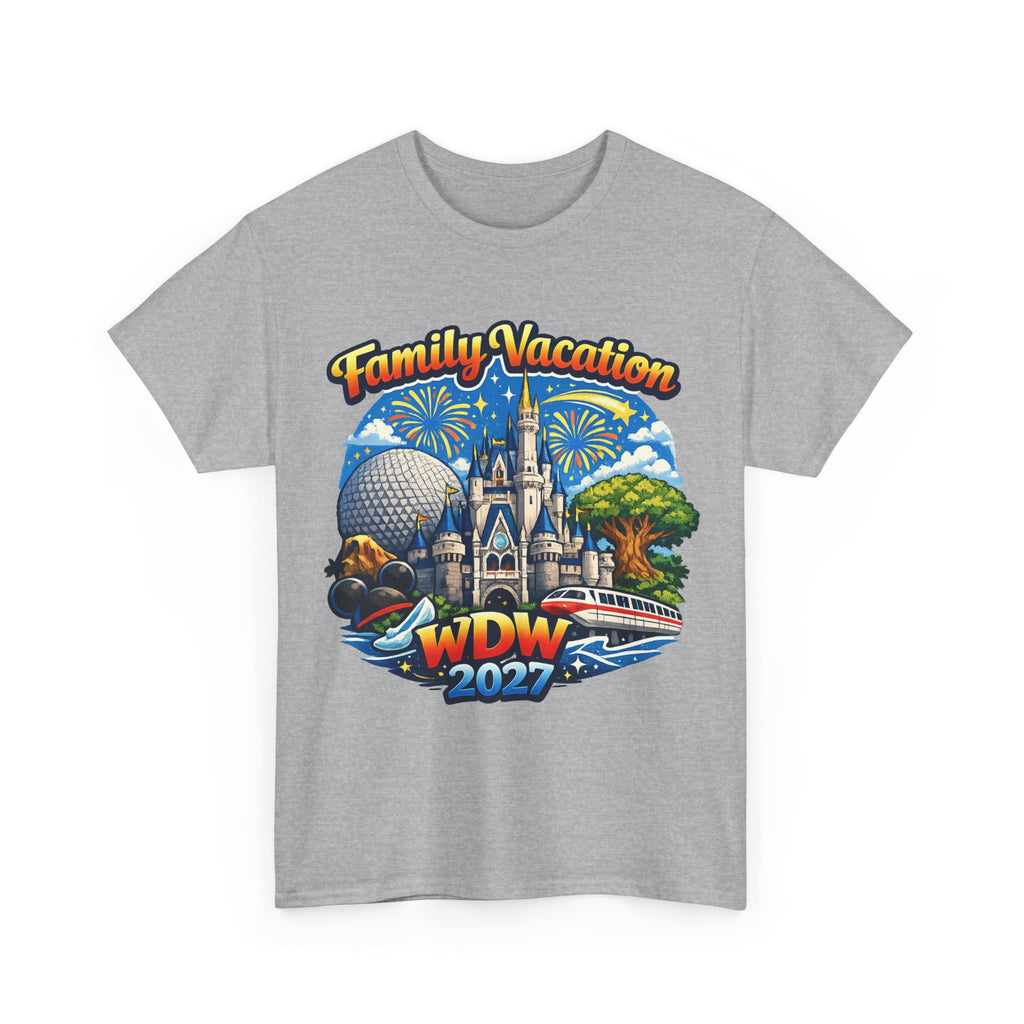 Family Vacation WDW 2027 T-Shirt – Disney Park Castle & Fireworks Vacation Tee