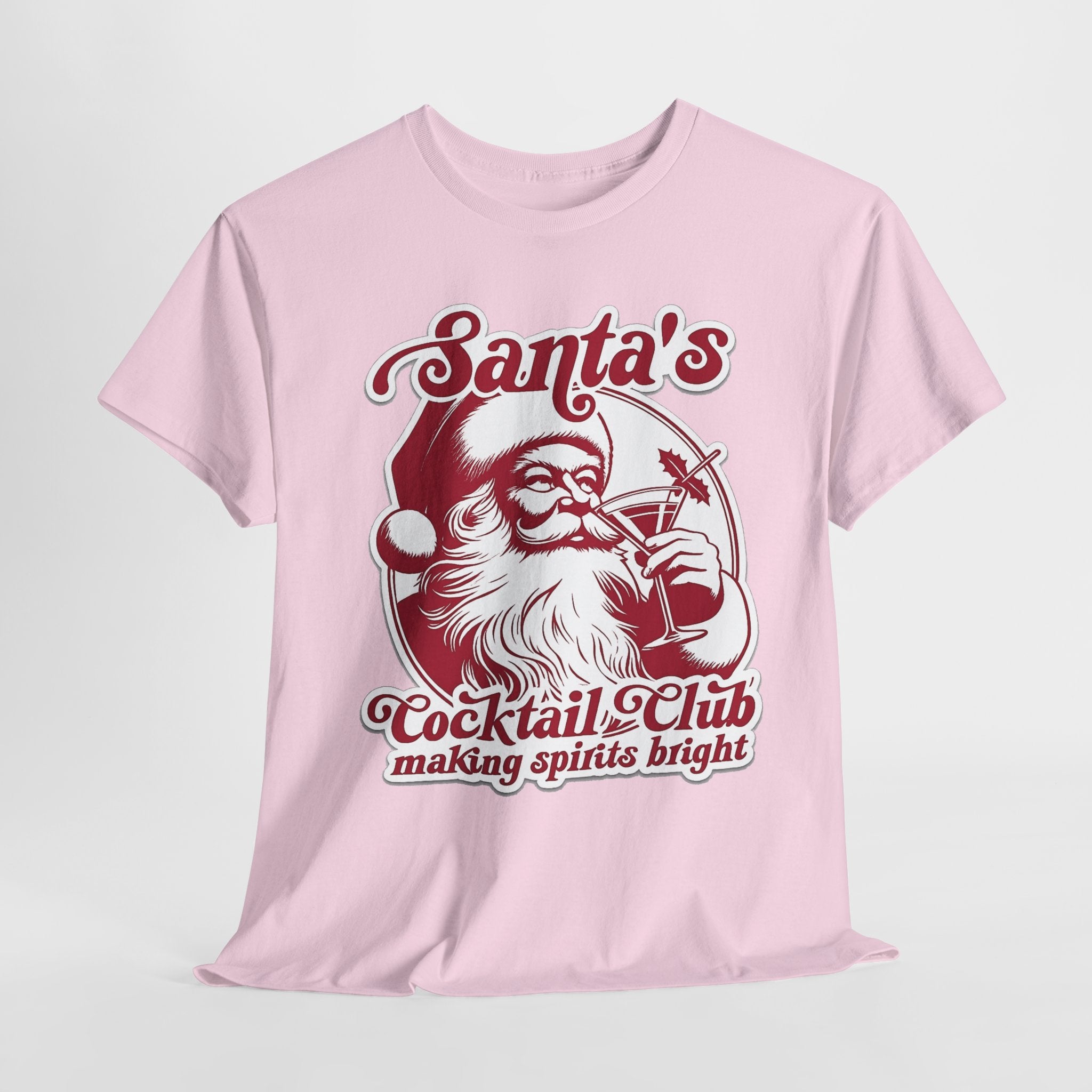 Santa’s Cocktail Club Tee — "Making Spirits Bright" Christmas Shirt