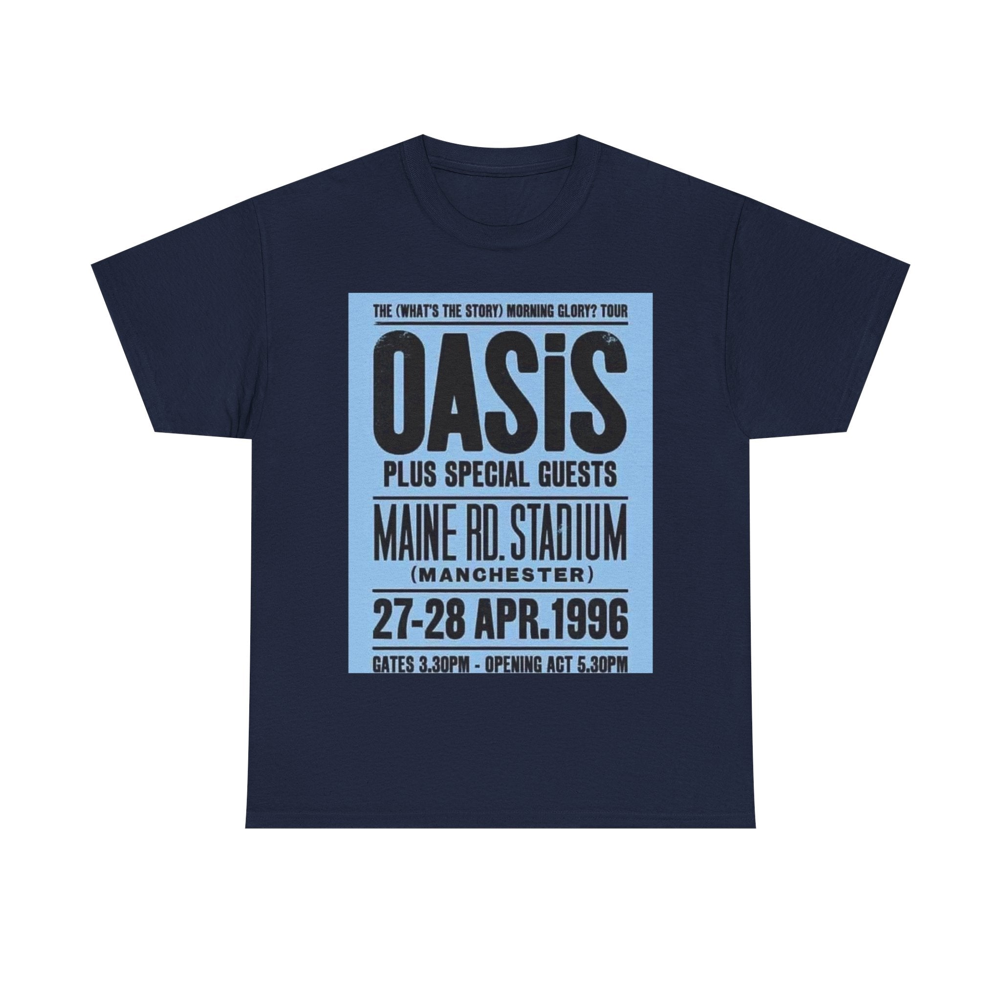 Oasis 1996 Maine Road Tour Poster T‑Shirt — Maine Rd. Stadium Concert Tee