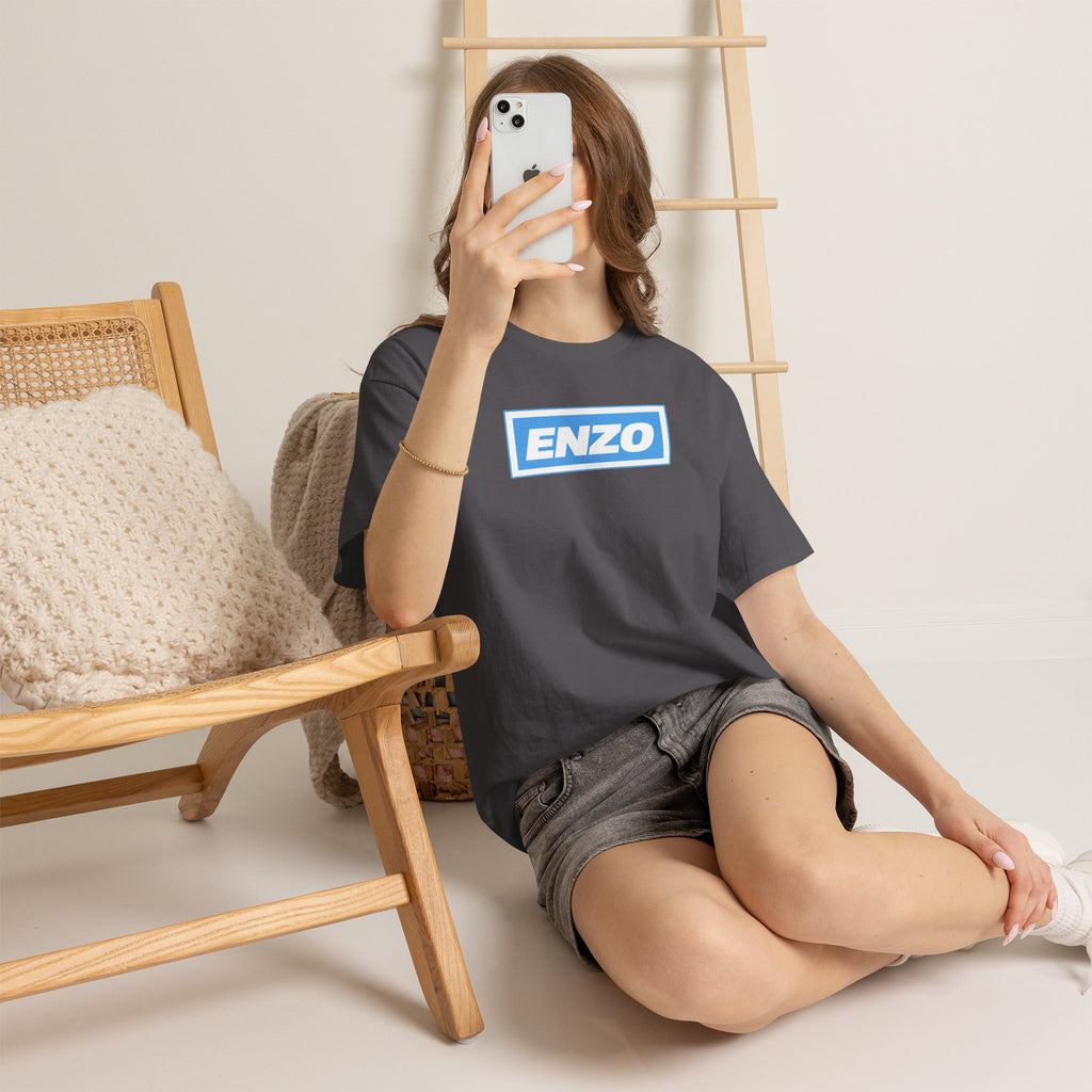 Enzo Man City Inspired Logo Tee — Classic Box-Logo Graphic T-Shirt