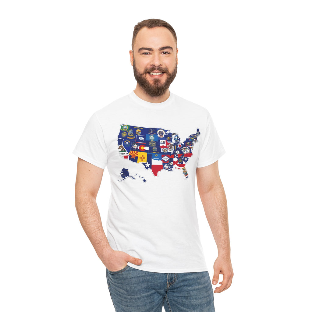 USA Map Flag T-Shirt — United States State Flag Map Tee