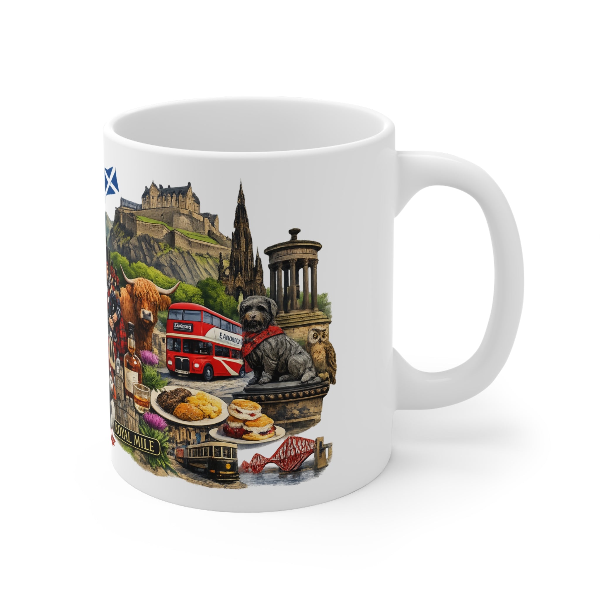 Scotland Souvenir Coffee Mug — Edinburgh Icons Collage (11oz & 15oz)