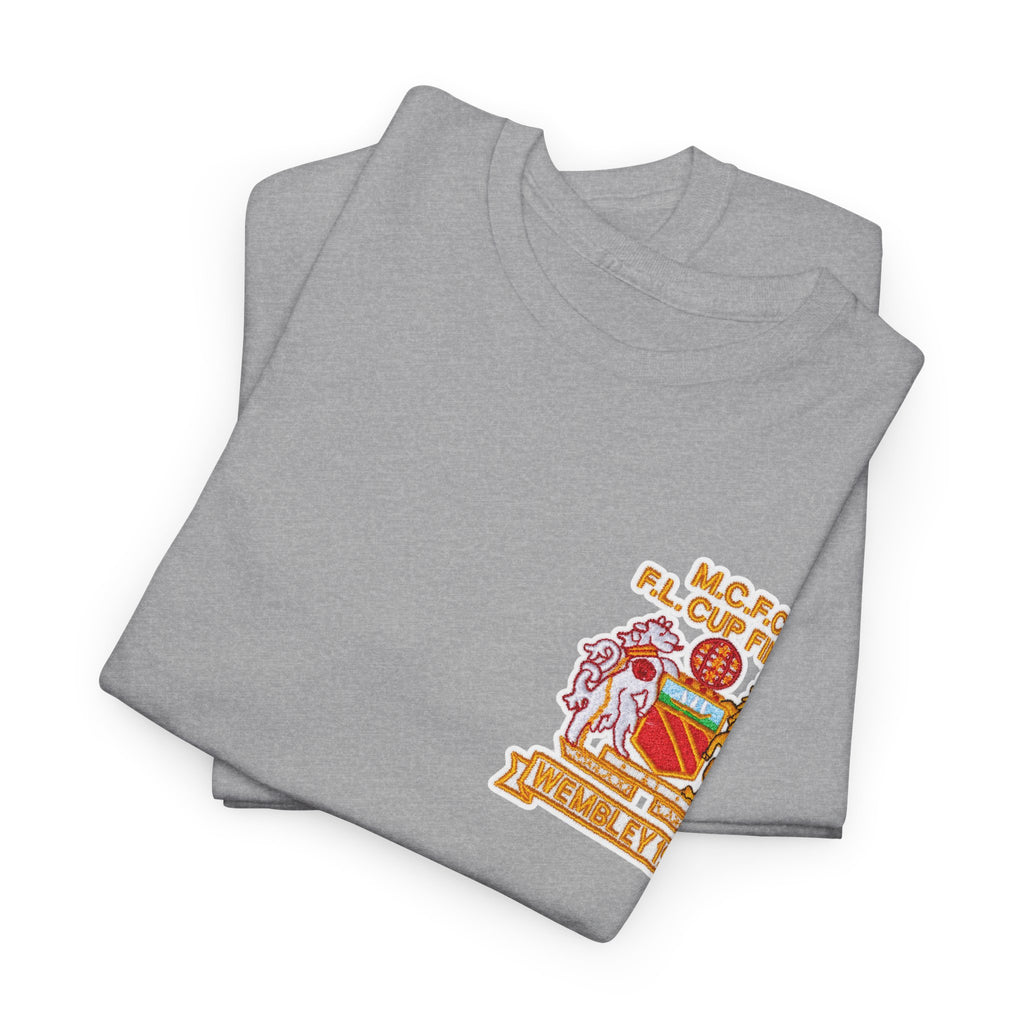 Manchester City 1976 League Cup Final Crest Cotton T‑Shirt — Vintage Football Fan Tee
