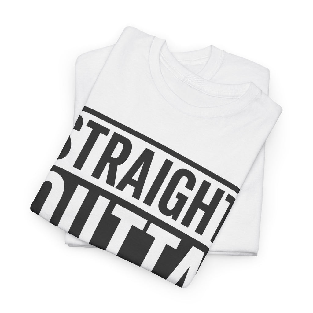 Straight Outta England T-Shirt — Bold Black Typography Tee for Brits & Expats