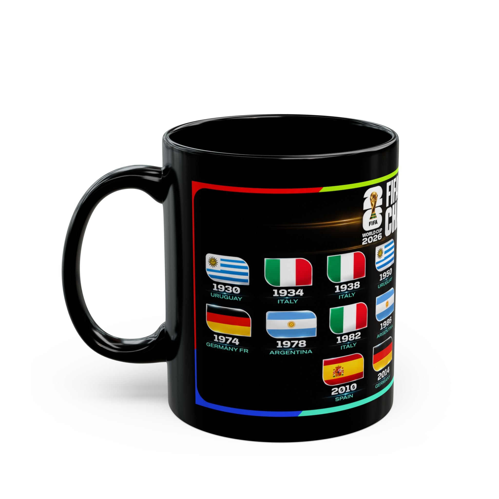 FIFA World Cup Champions Black Mug – All Winning Nations Timeline (11oz/15oz)