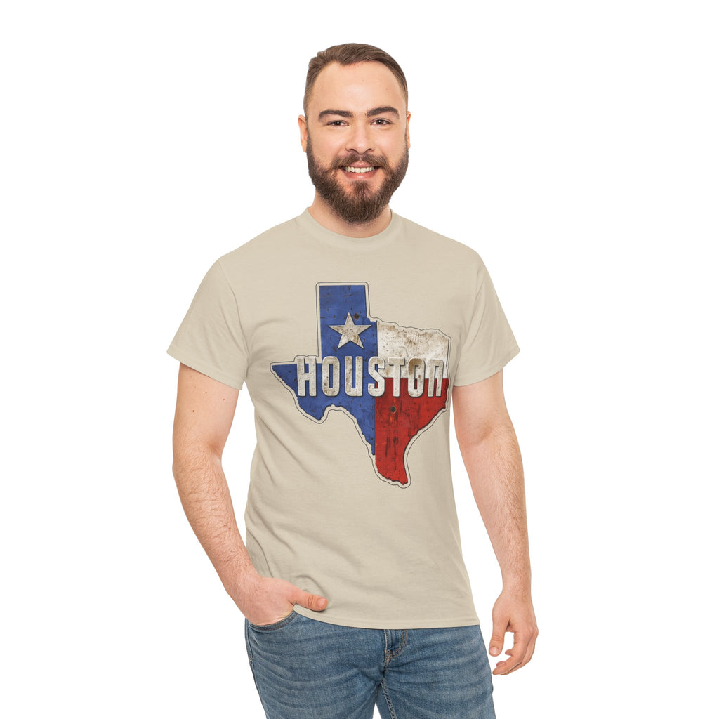 Houston Texas Flag Graphic Tee — Vintage State Outline T-Shirt