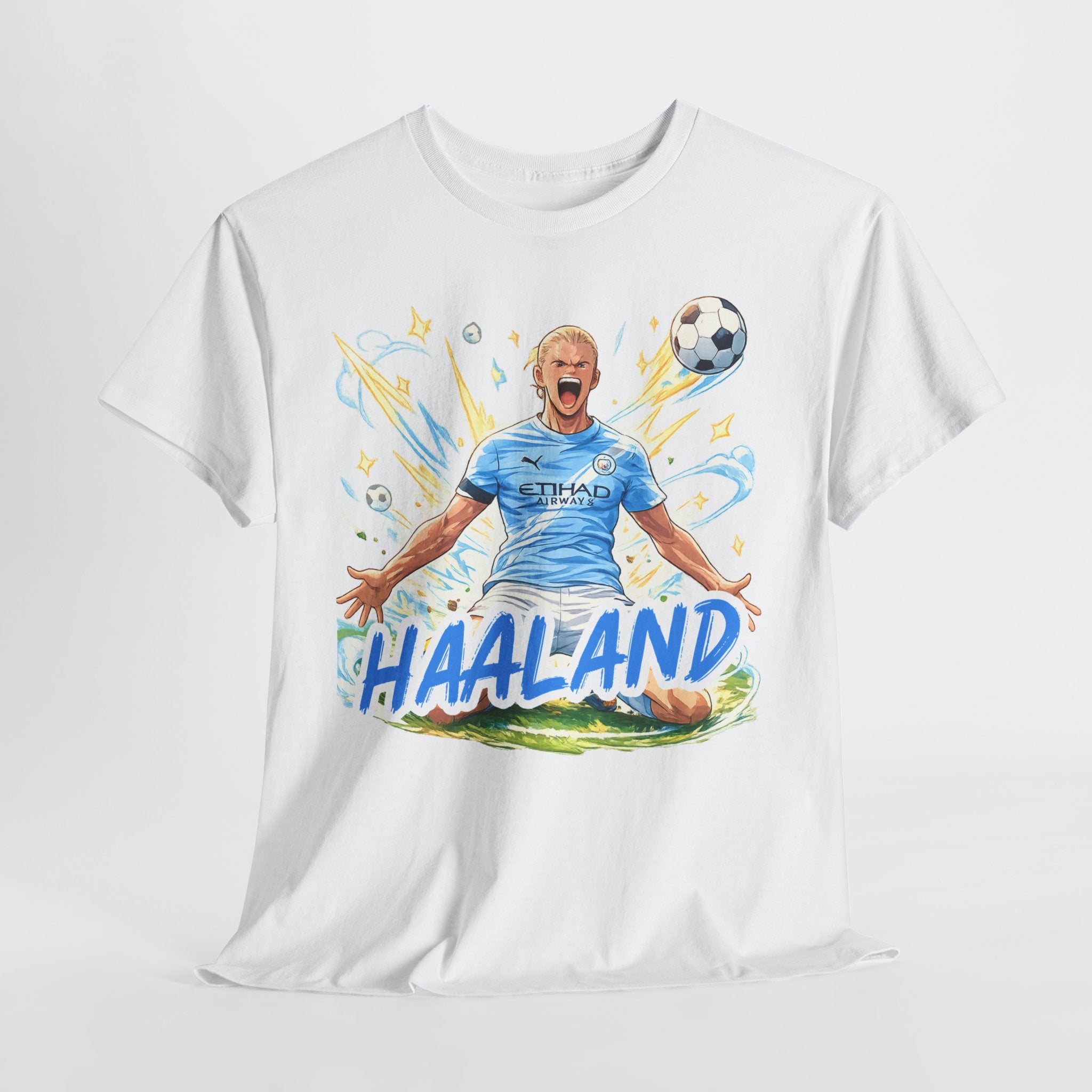 Erling Haaland Anime Fan Tee — Celebratory Football Player Graphic T-Shirt