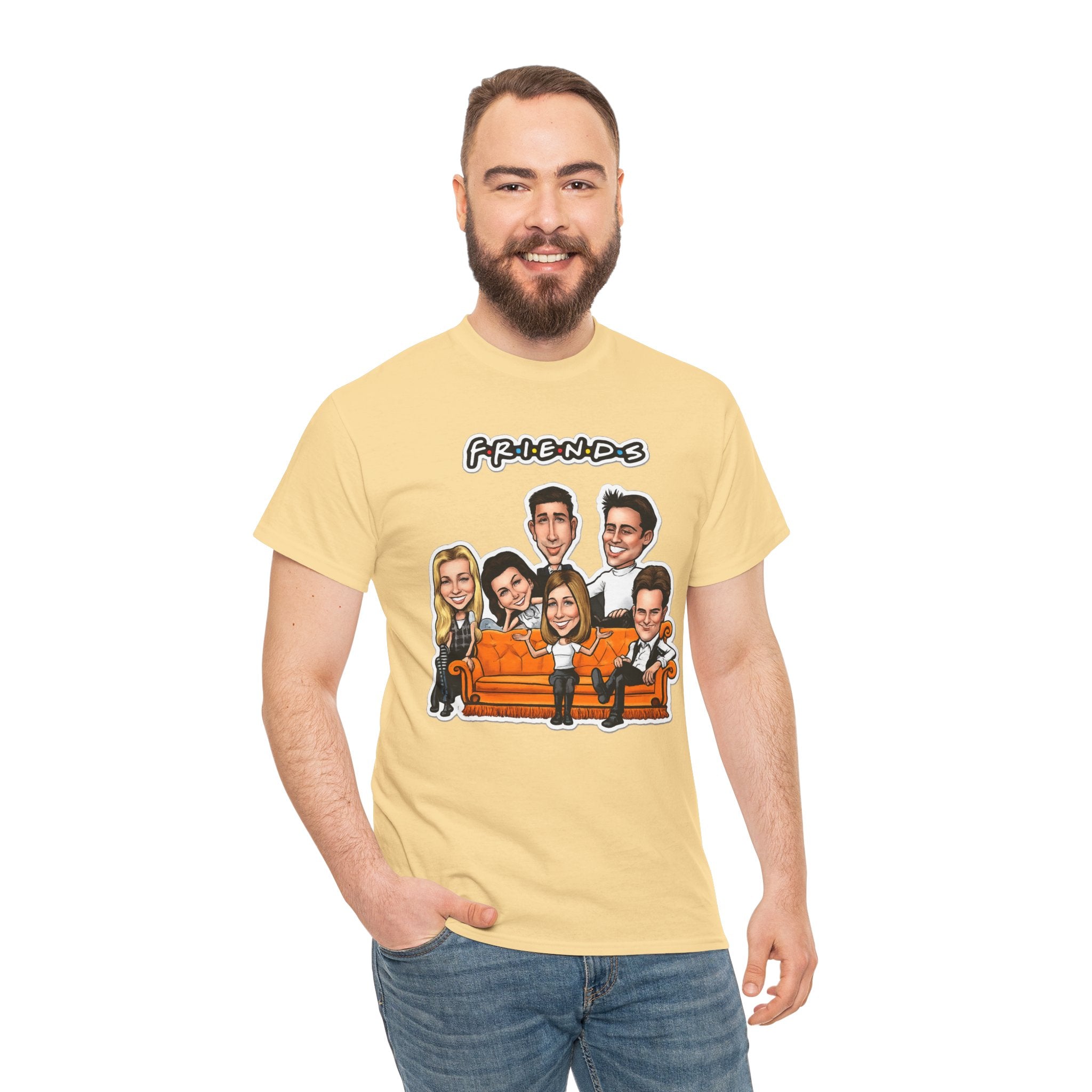 Friends TV Show Cartoon Cast T-Shirt — Iconic Couch Graphic Tee