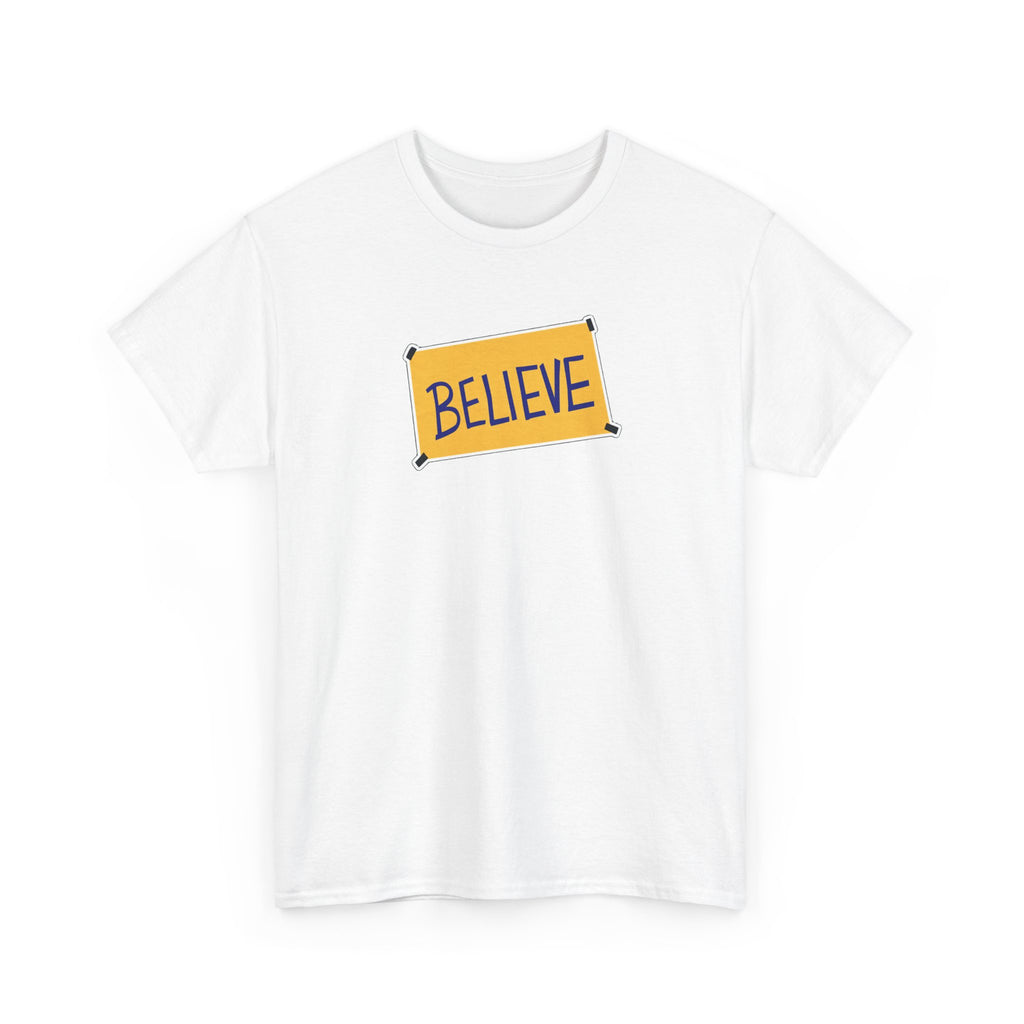 Ted Lasso Inspired Believe Graphic Tee — Inspirational Yellow Patch T-Shirt