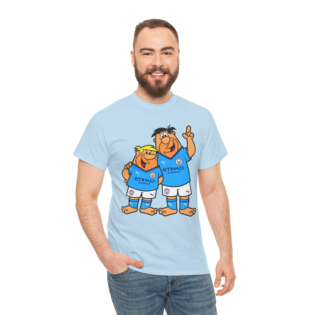 Manchester City The Flintstones Etihad Airways Cartoon Cotton T-Shirt