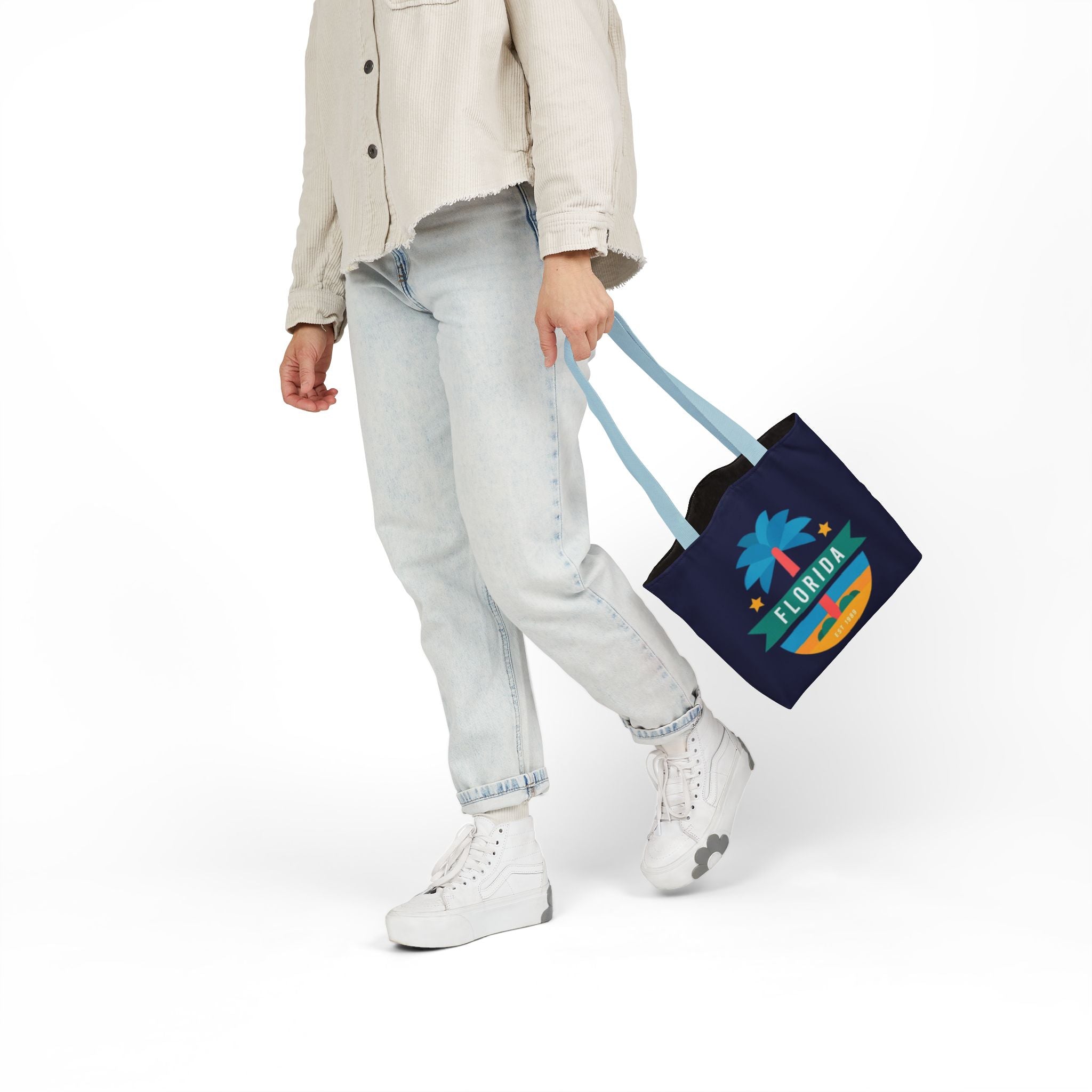 Florida Palm Beach Canvas Tote Bag — Retro Sunshine Travel Tote