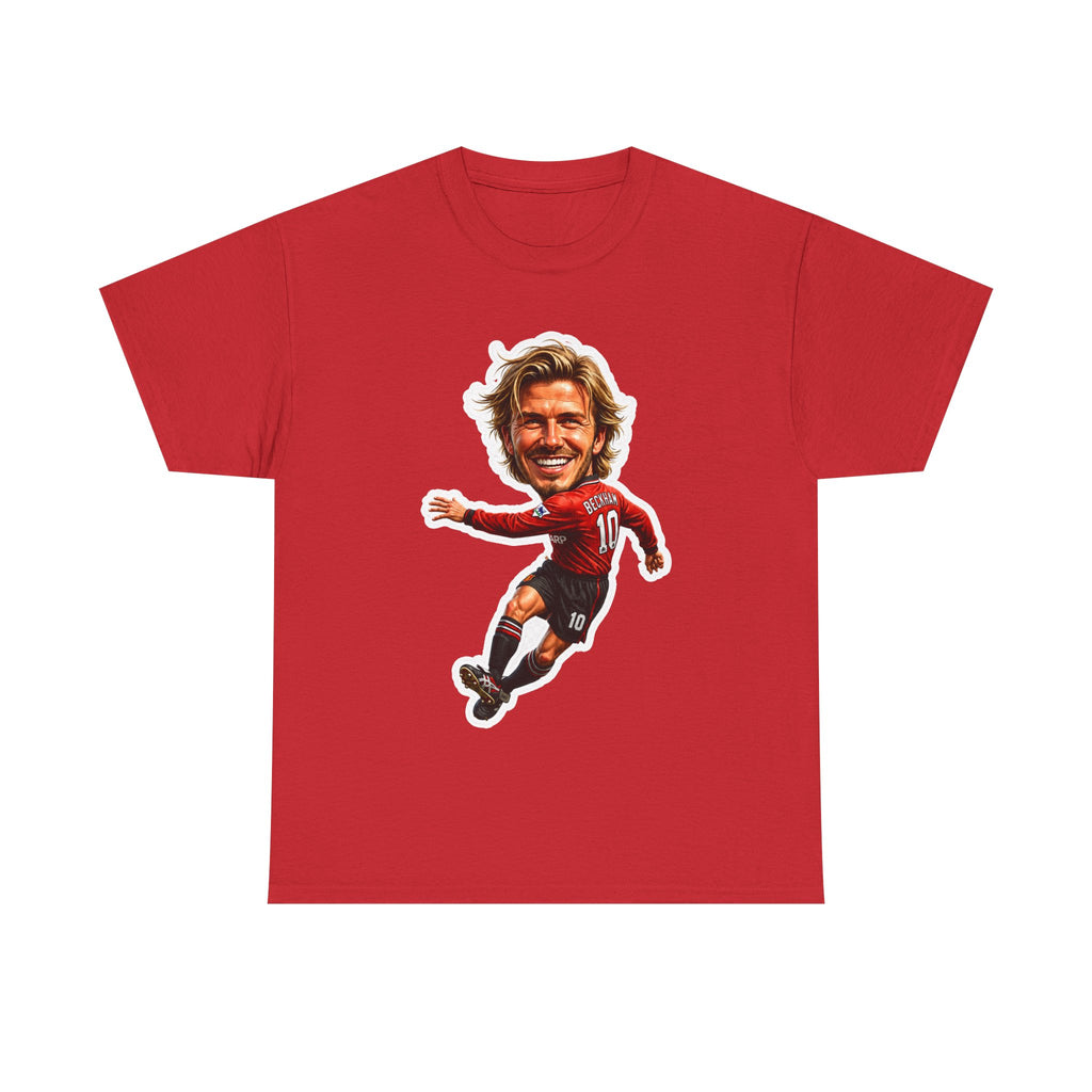 Beckham Caricature Cotton T-Shirt — Retro Football Player Graphic Tee