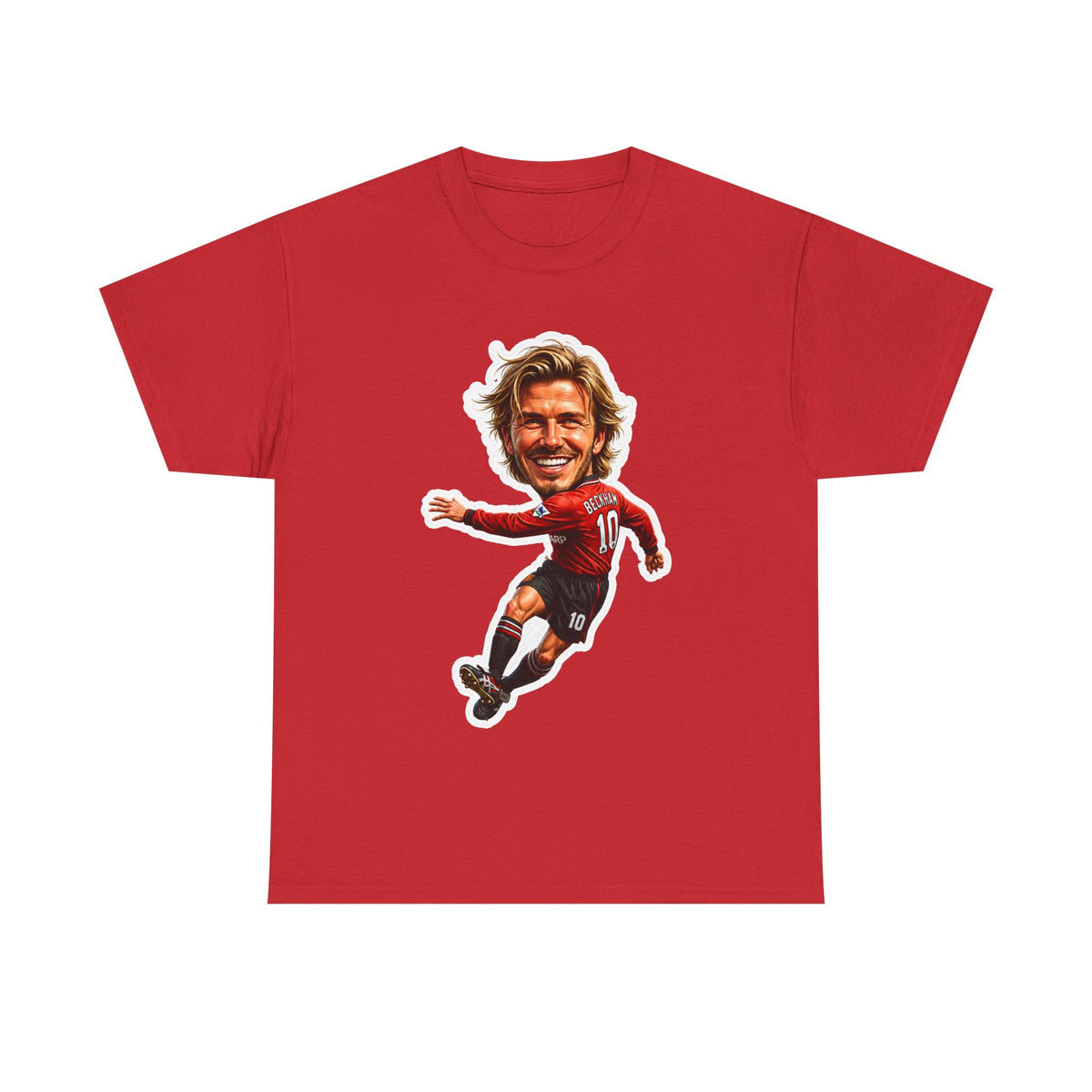 Beckham Caricature Cotton T-Shirt — Retro Football Player Graphic Tee