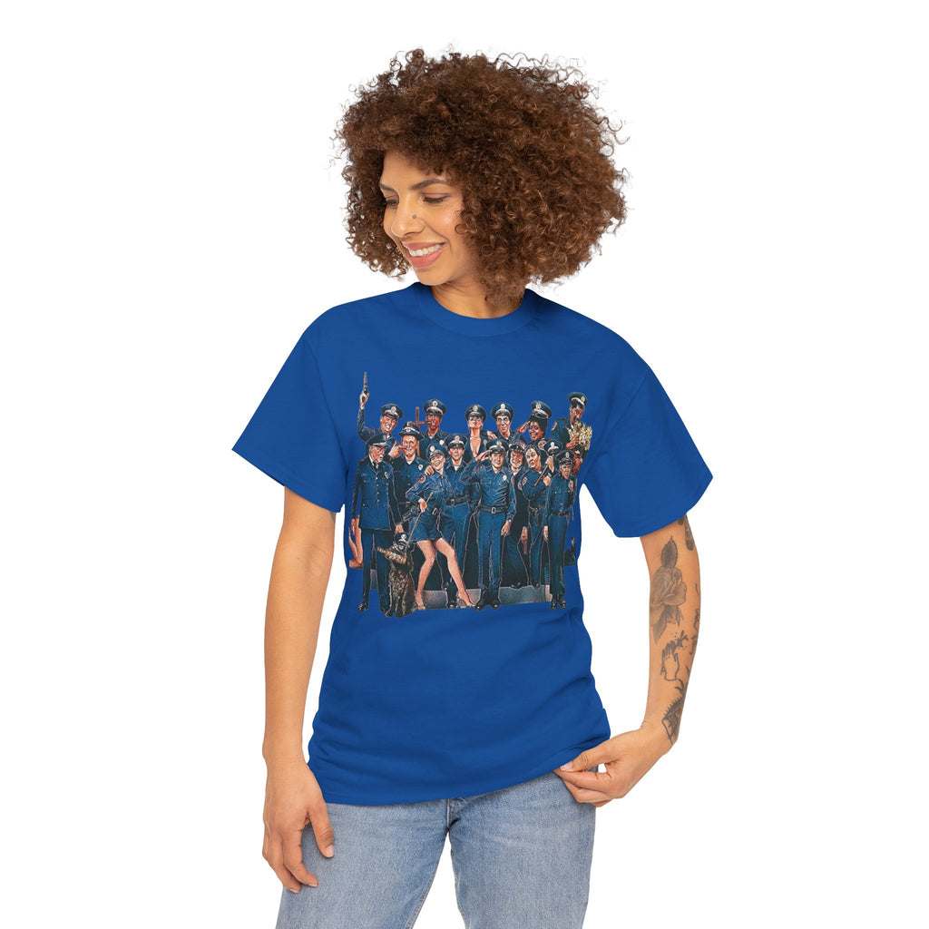 Police Academy Movie Inspired Cotton T‑Shirt — Retro Squad Photo Tee