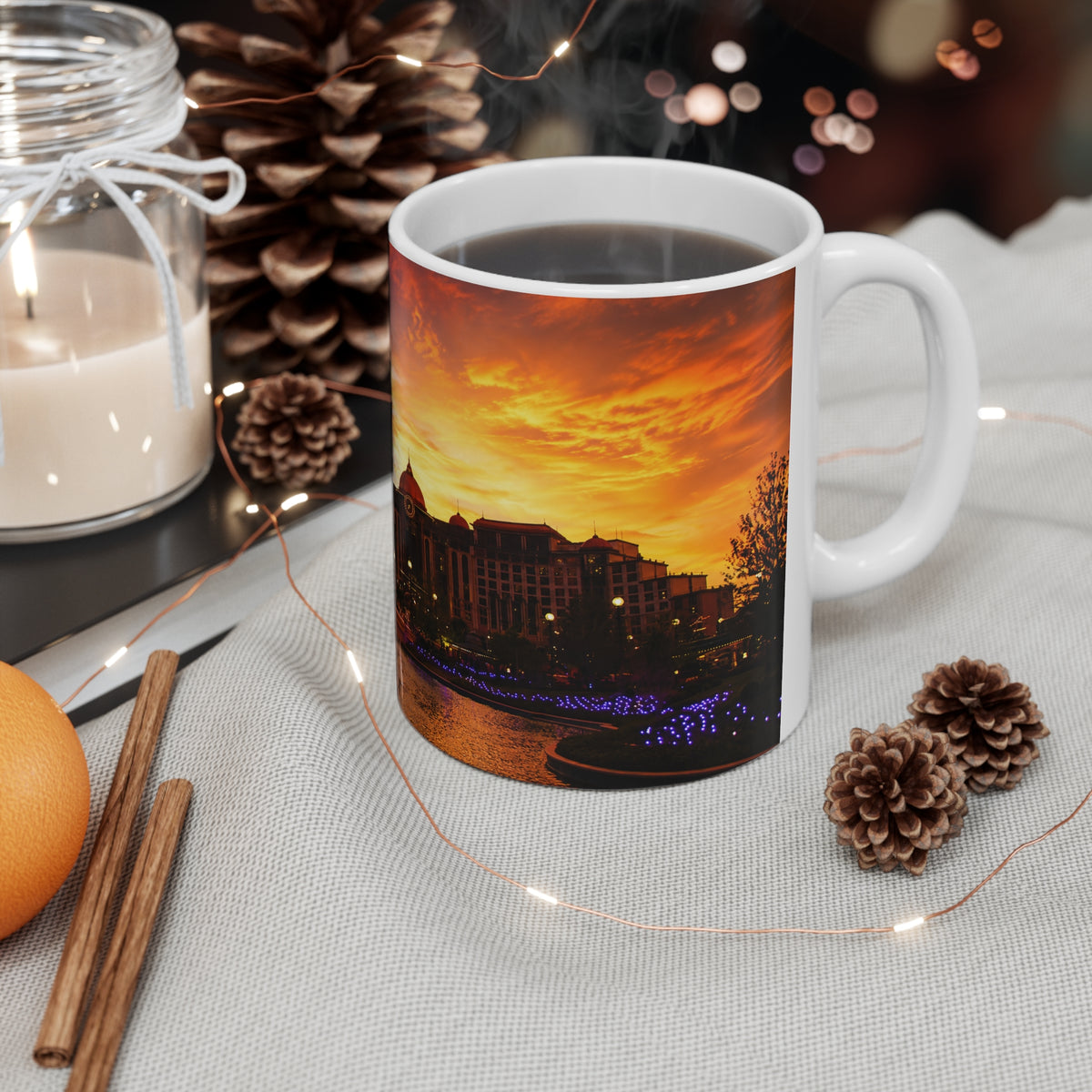Epic Universe Sunset Ceramic Mug — Vibrant Sunset Skyline Coffee Cup (11oz & 15oz)