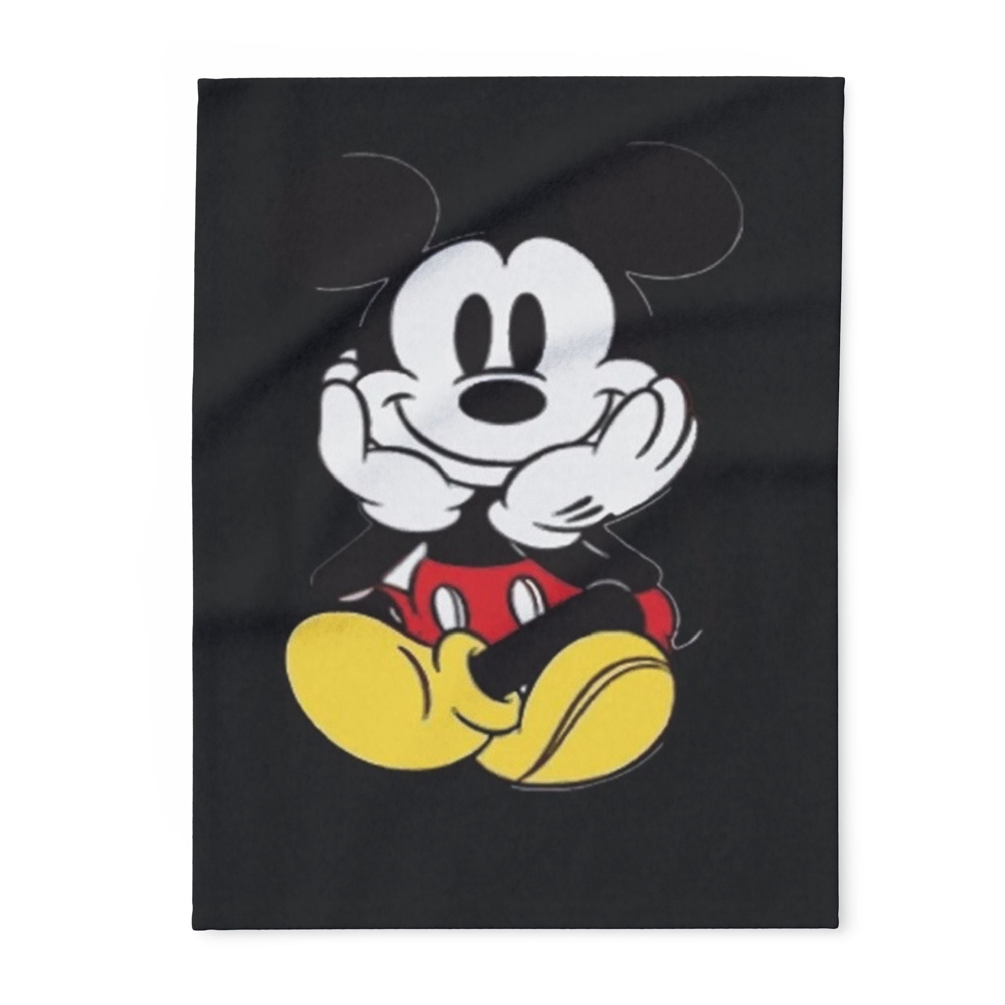Mickey Mouse Inspired Black Plush Throw Blanket — Cute Vintage Cartoon Fleece