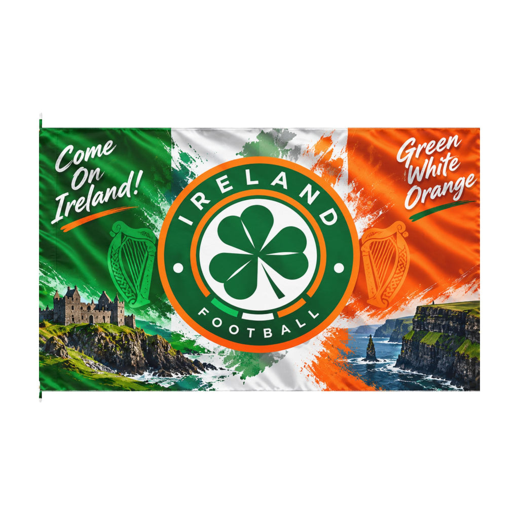 Ireland Football Double-Sided Flag – Come On Ireland! (Green White Orange)
