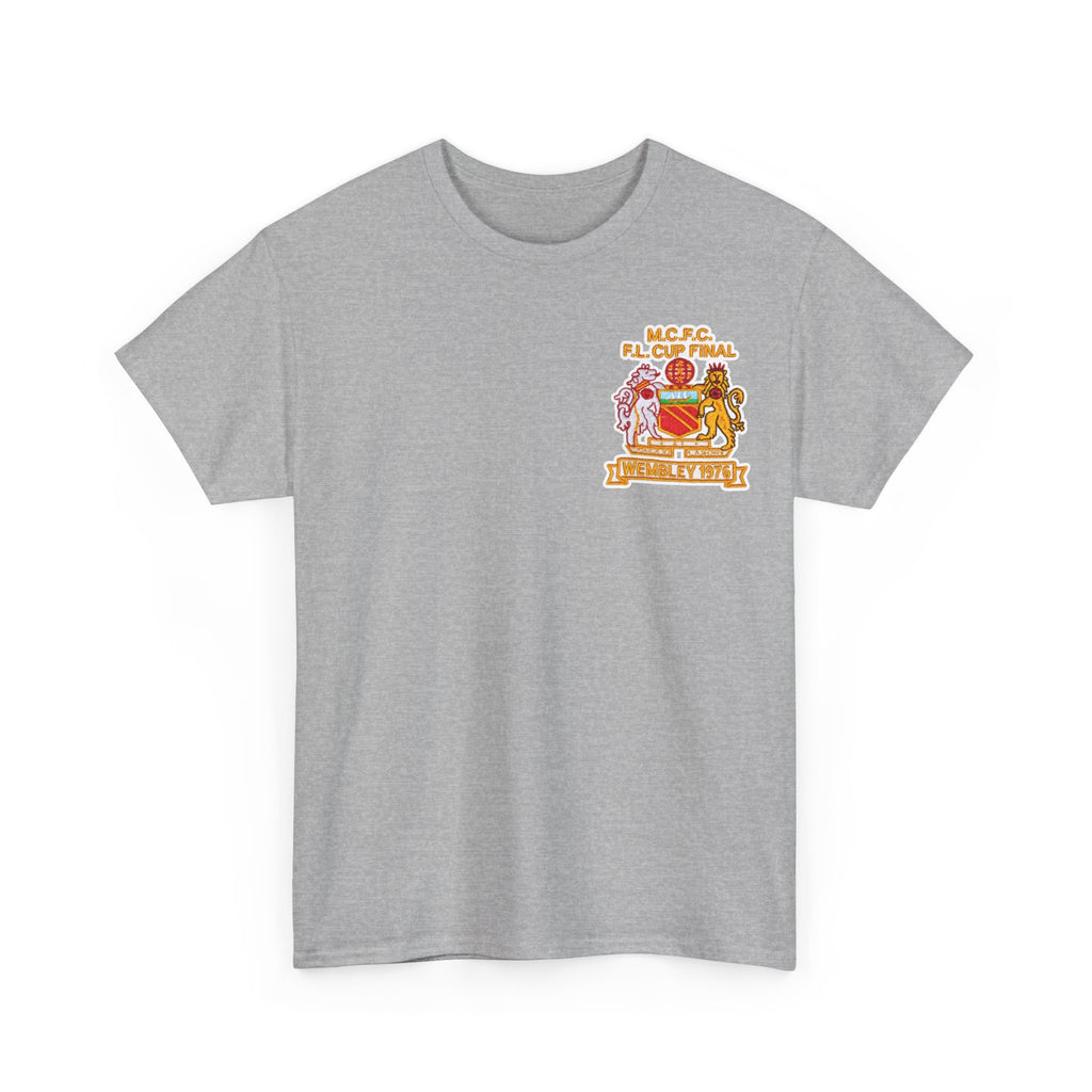 Manchester City 1976 League Cup Final Crest Cotton T‑Shirt — Vintage Football Fan Tee