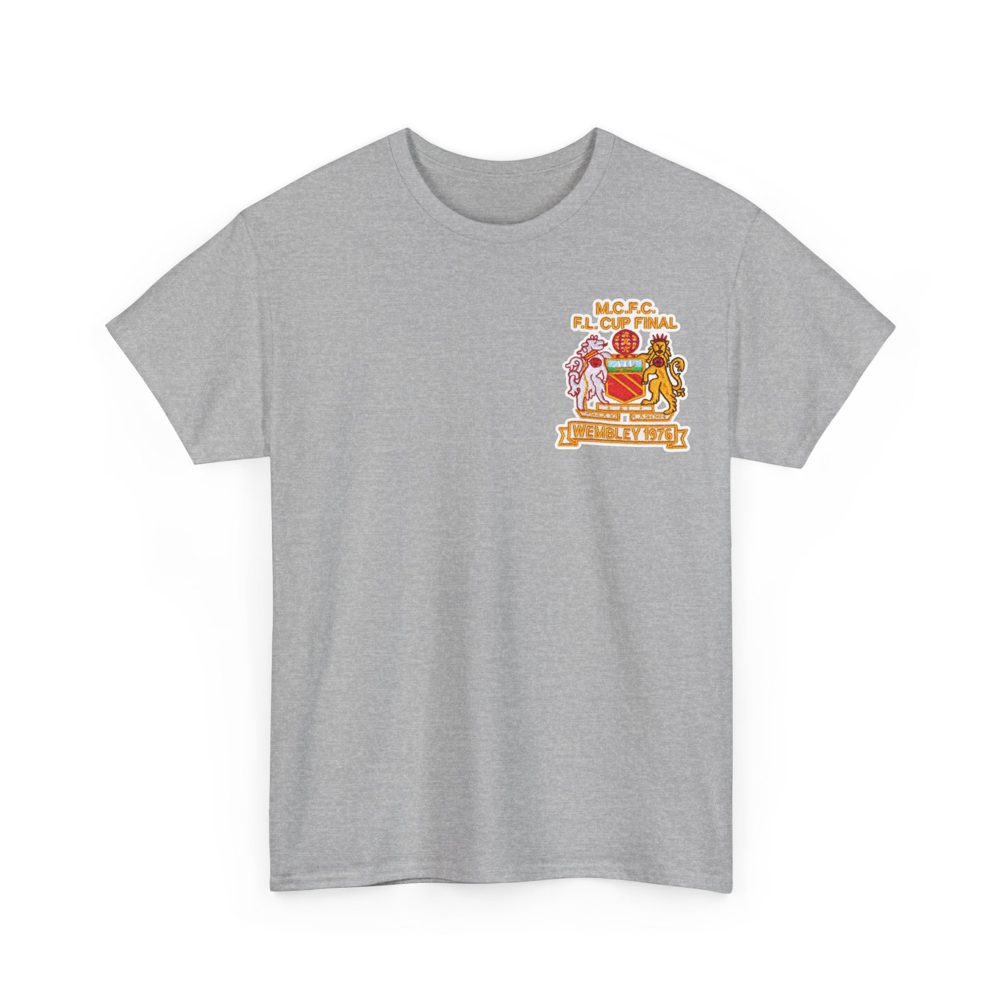 Manchester City 1976 League Cup Final Crest Cotton T‑Shirt — Vintage Football Fan Tee